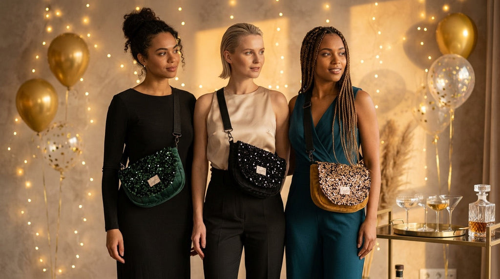 Sac Besace à rabat femme fête | Sequins, velours matelassé  & doublure noireSac Femme Zage Colorful Life