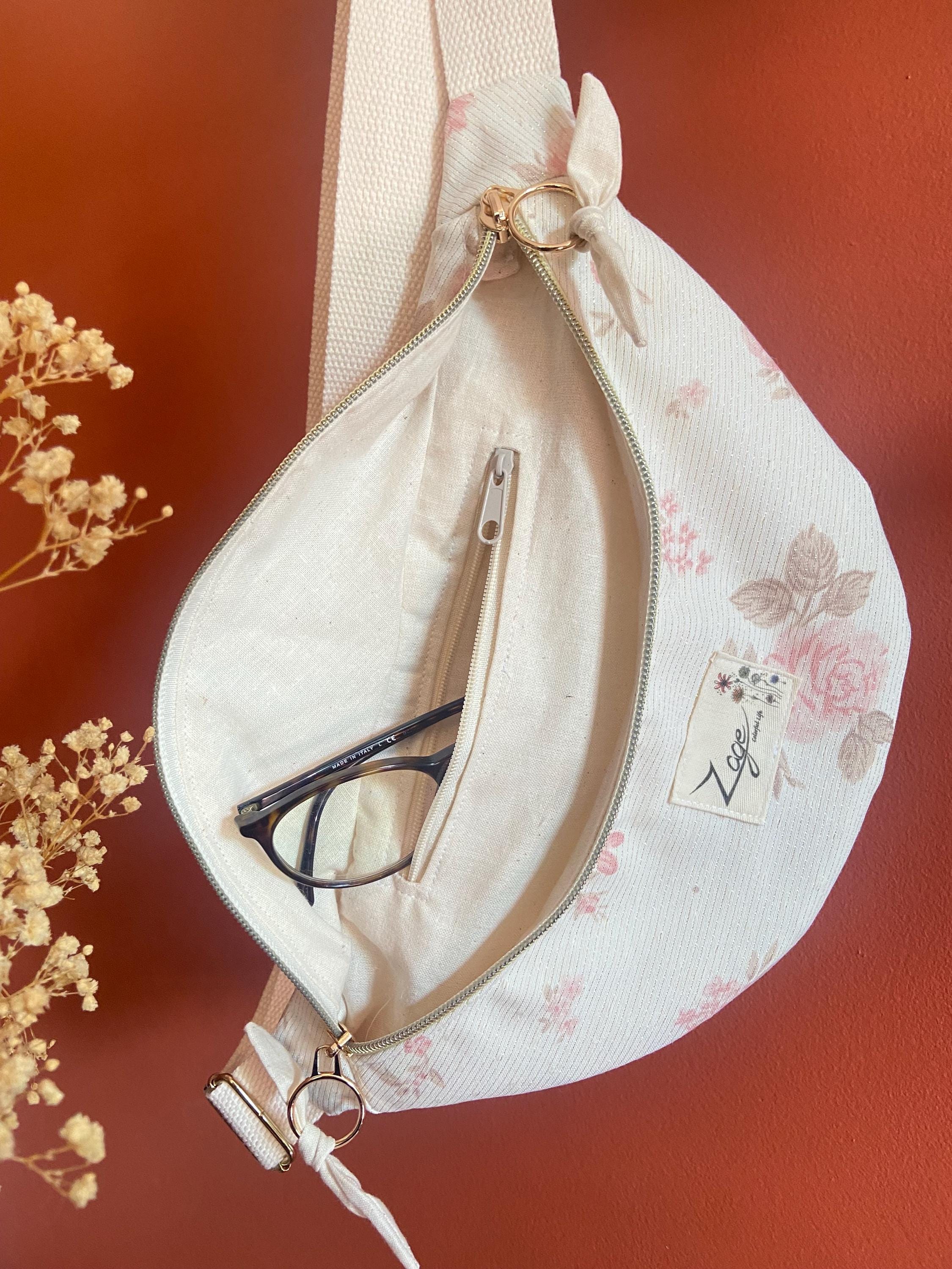 Sac Banane Femme | Jacquard lurex fleuris rose & doublure beigeSac Femme Zage Colorful Life