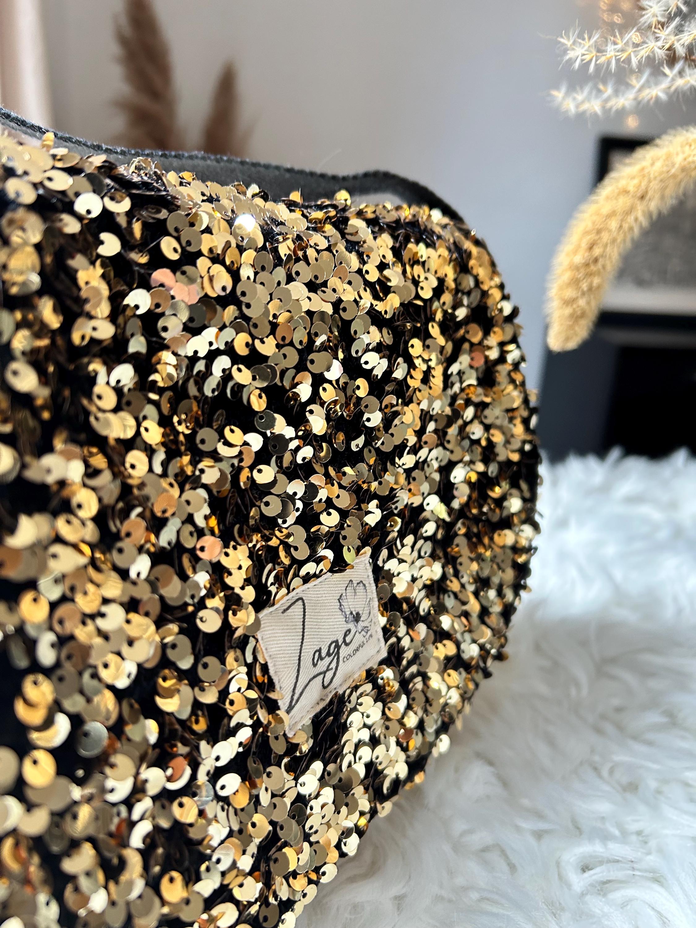 Sac Besace à rabat femme fête | Sequins, velours matelassé  & doublure noireSac Femme Zage Colorful Life