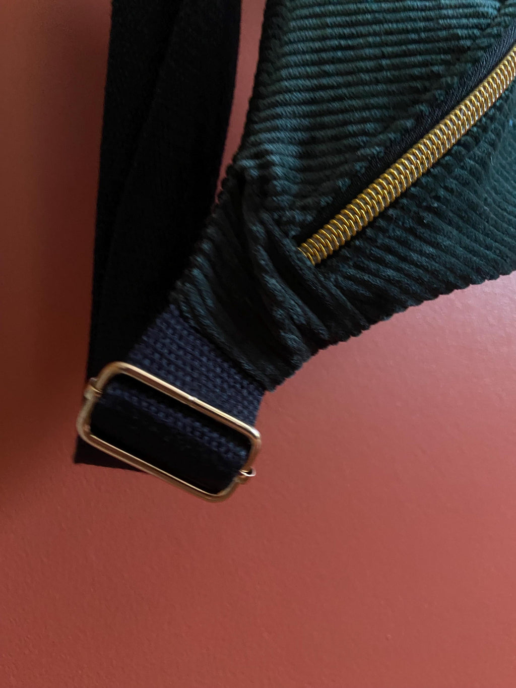 Sac banane femme hiver | Velours côtelé vert sapin & doublure tissu indien fleuriSac Femme Zage Colorful Life