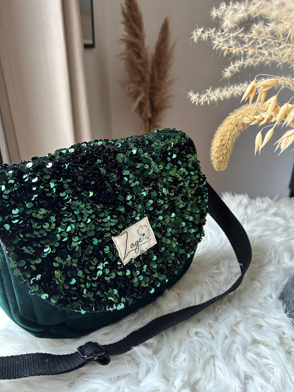 Sac Besace à rabat femme fête | Sequins, velours matelassé  & doublure noireSac Femme Zage Colorful Life
