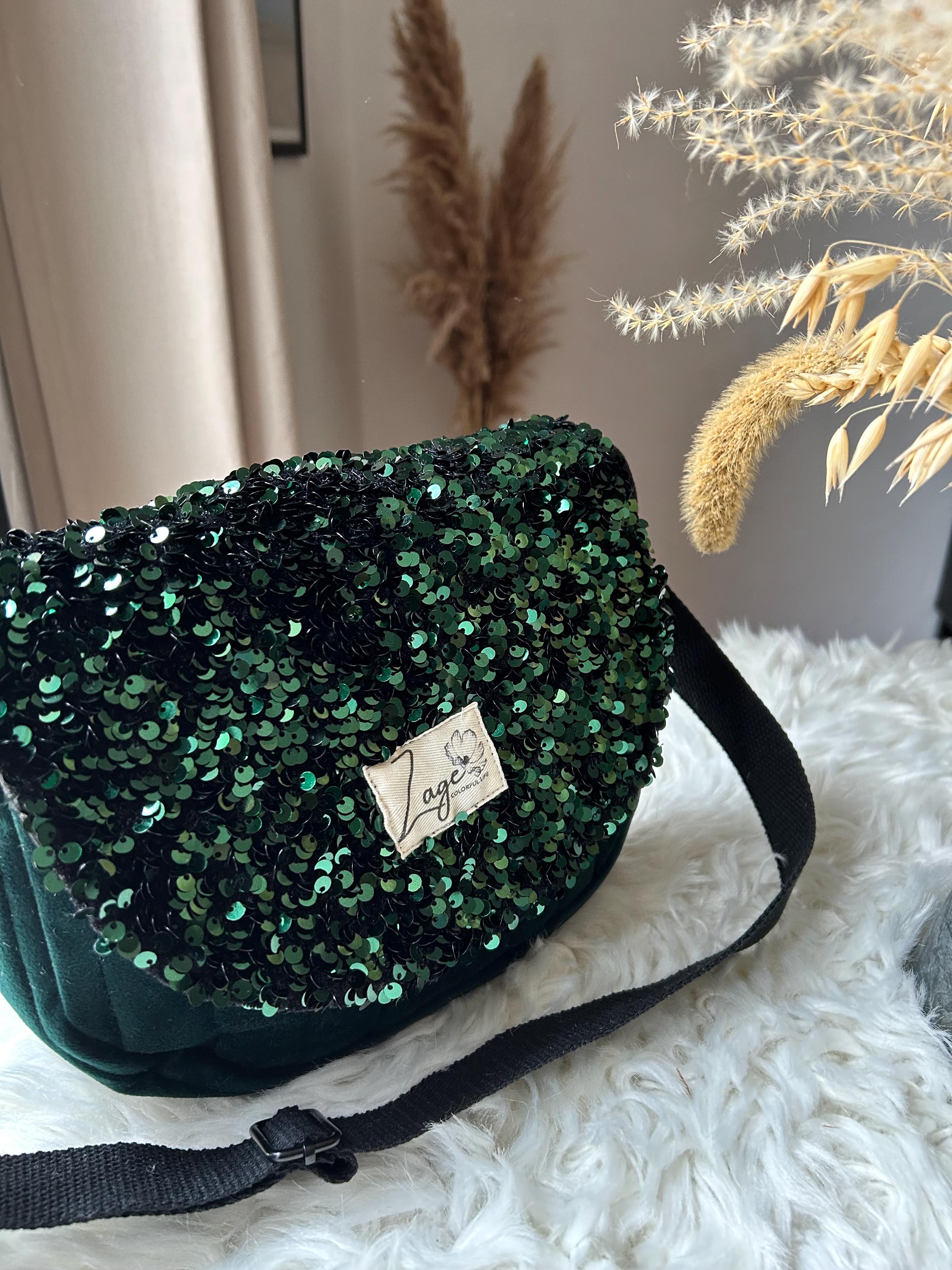 Sac Besace à rabat femme fête | Sequins, velours matelassé  & doublure noireSac Femme Zage Colorful Life