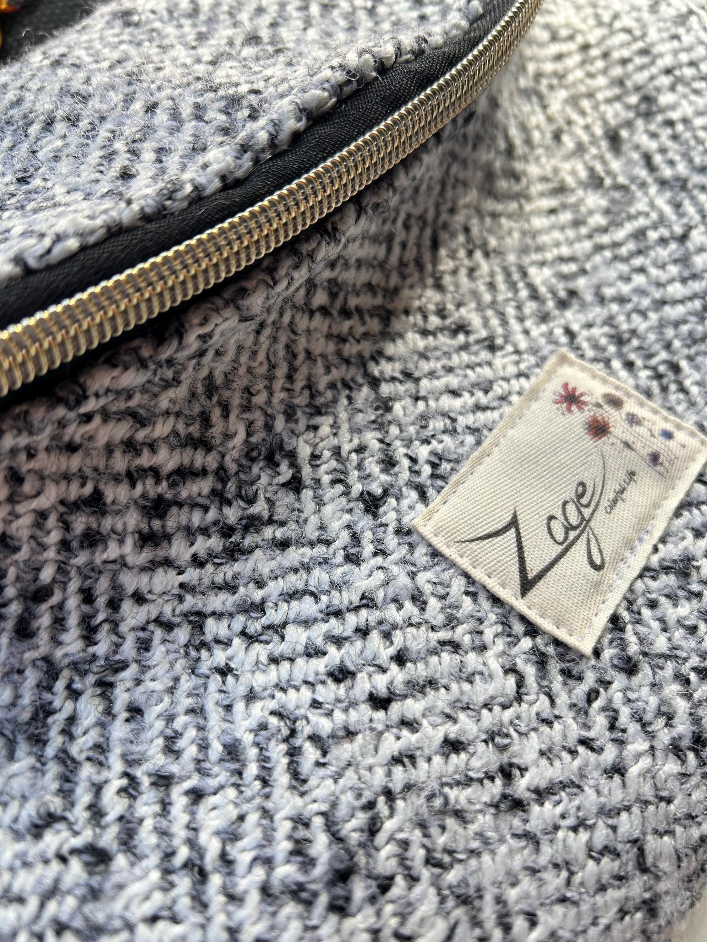 Sac banane femme hiver | Laine mélangée gris noir blanc & doublure noireSac Femme Zage Colorful Life