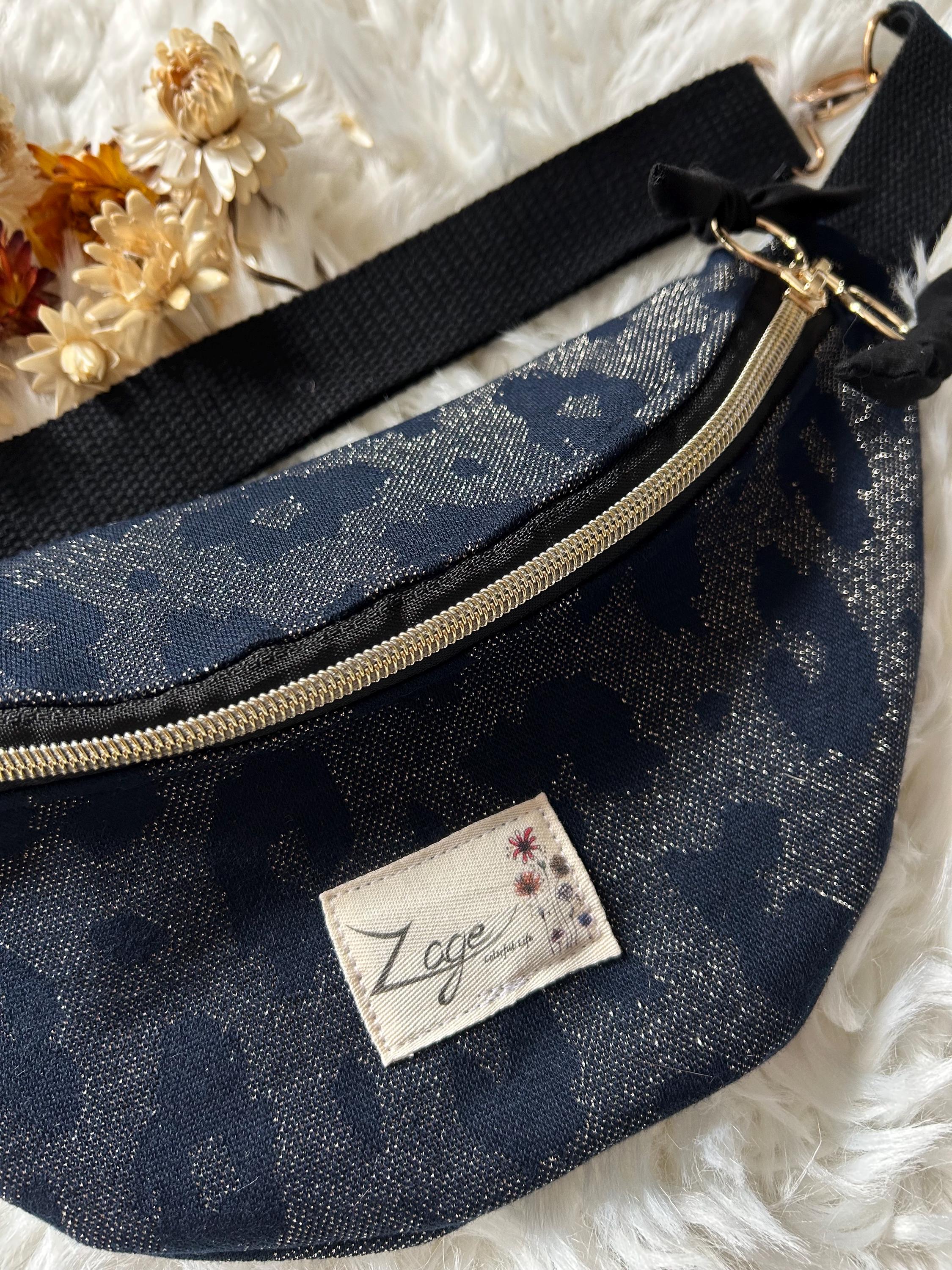Sac banane femme fête | Jacquard léopard paillettes marine et argentée & doublure noireSac Femme Zage Colorful Life