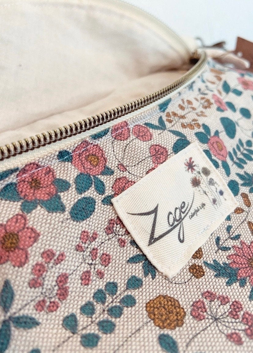 Sac banane Femme |Toile fleuri liberty & doublure beigeSac Femme Zage Colorful Life