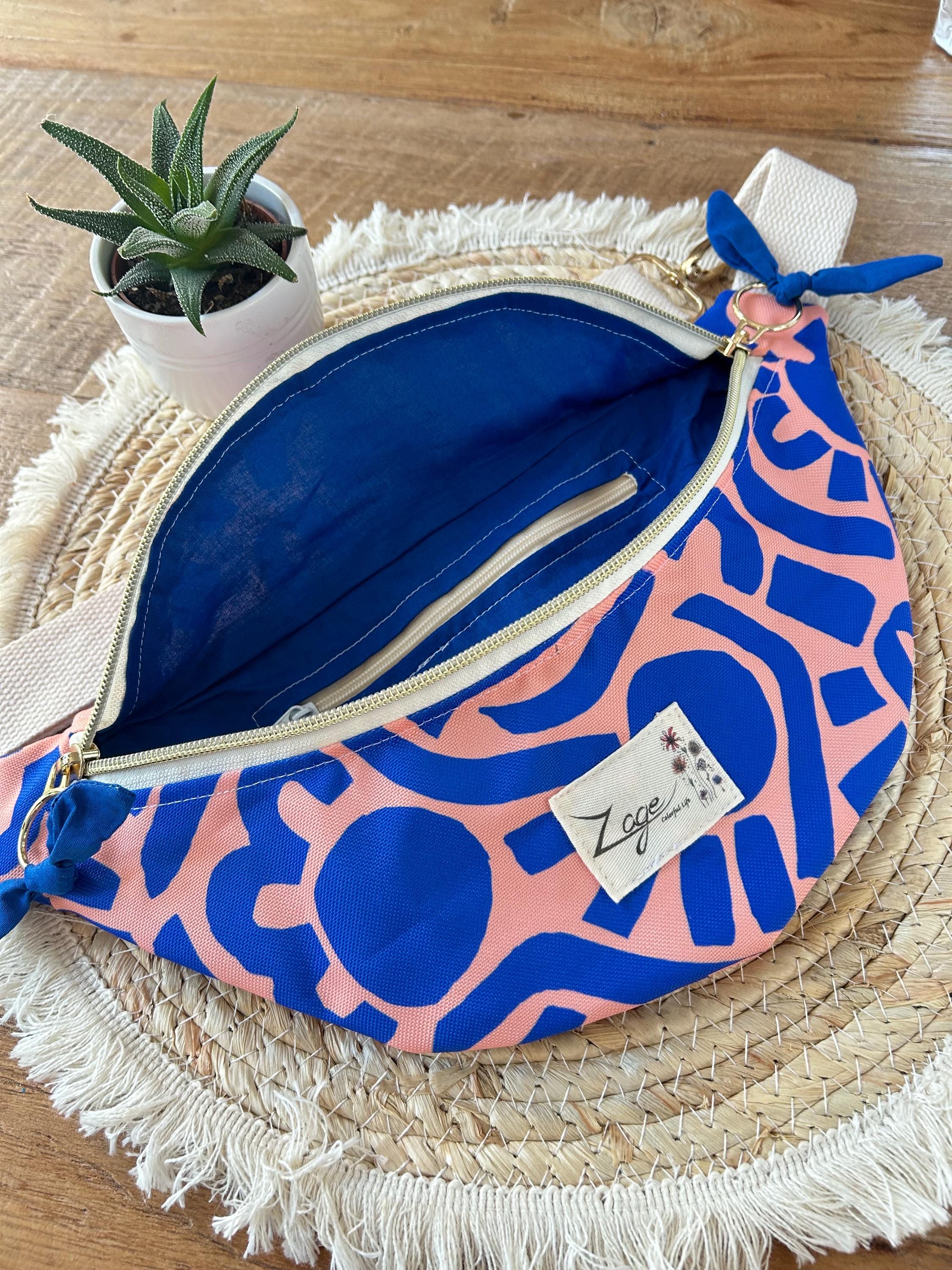 Sac banane Imperméable femme | Toile Graphique bleu et rose & doublure bleueSac Femme Zage Colorful Life