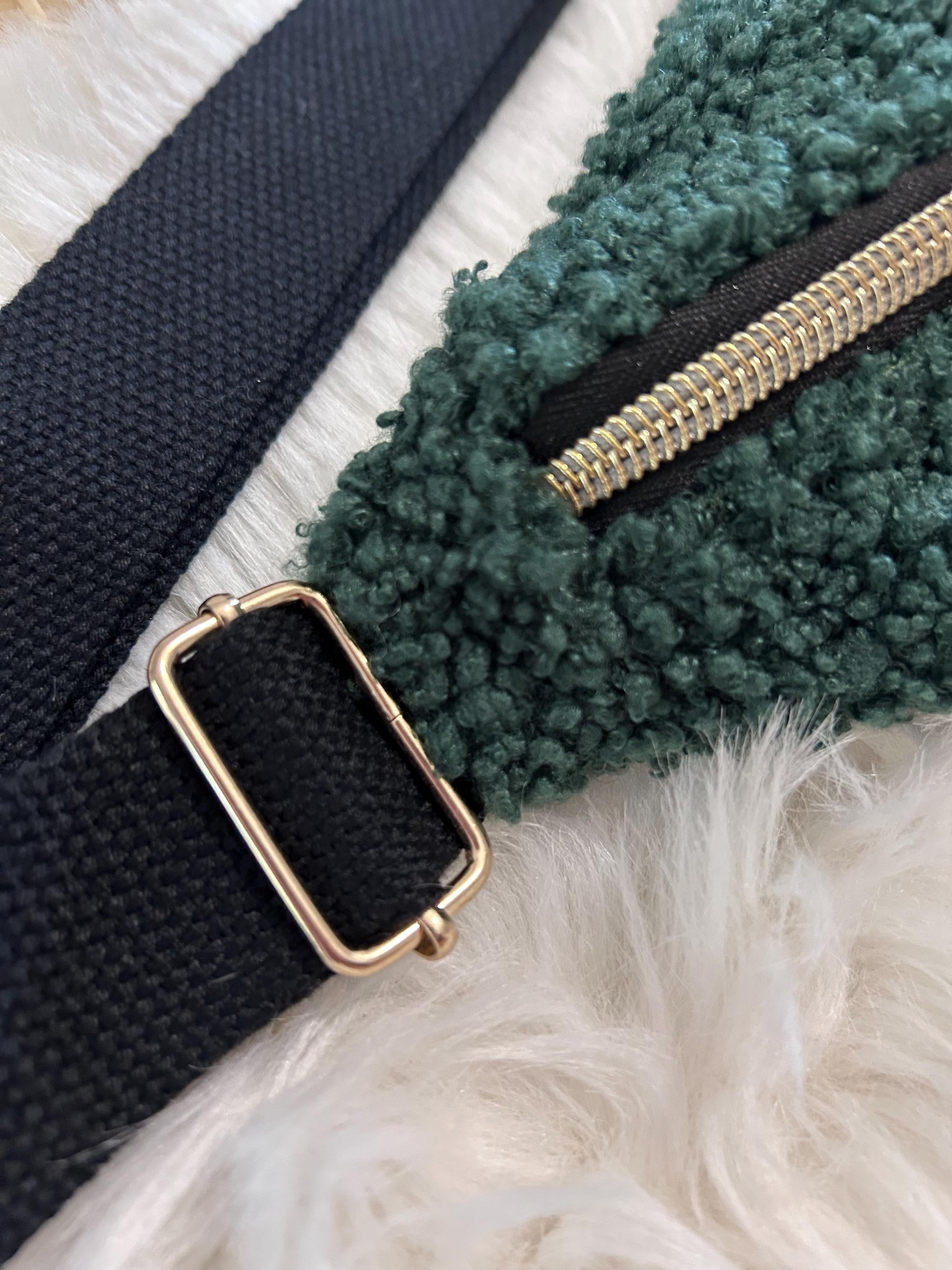 Sac Banane Femme fête | Bouclette vert foncé & doublure tissu indien fleuriSac Femme Zage Colorful Life