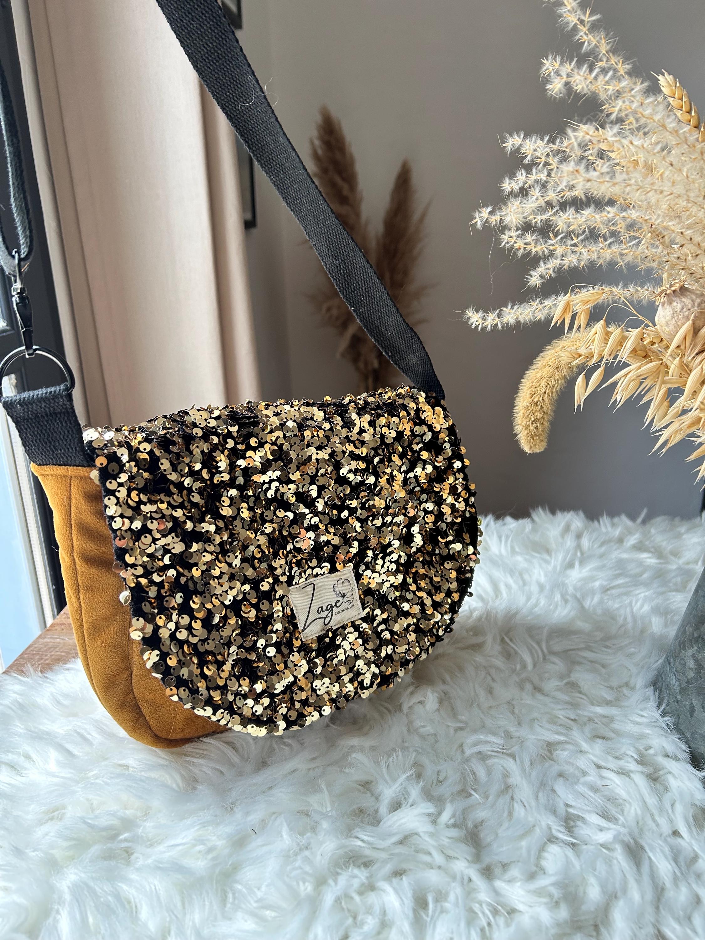 Sac Besace à rabat femme fête | Sequins, velours matelassé  & doublure noireSac Femme Zage Colorful Life