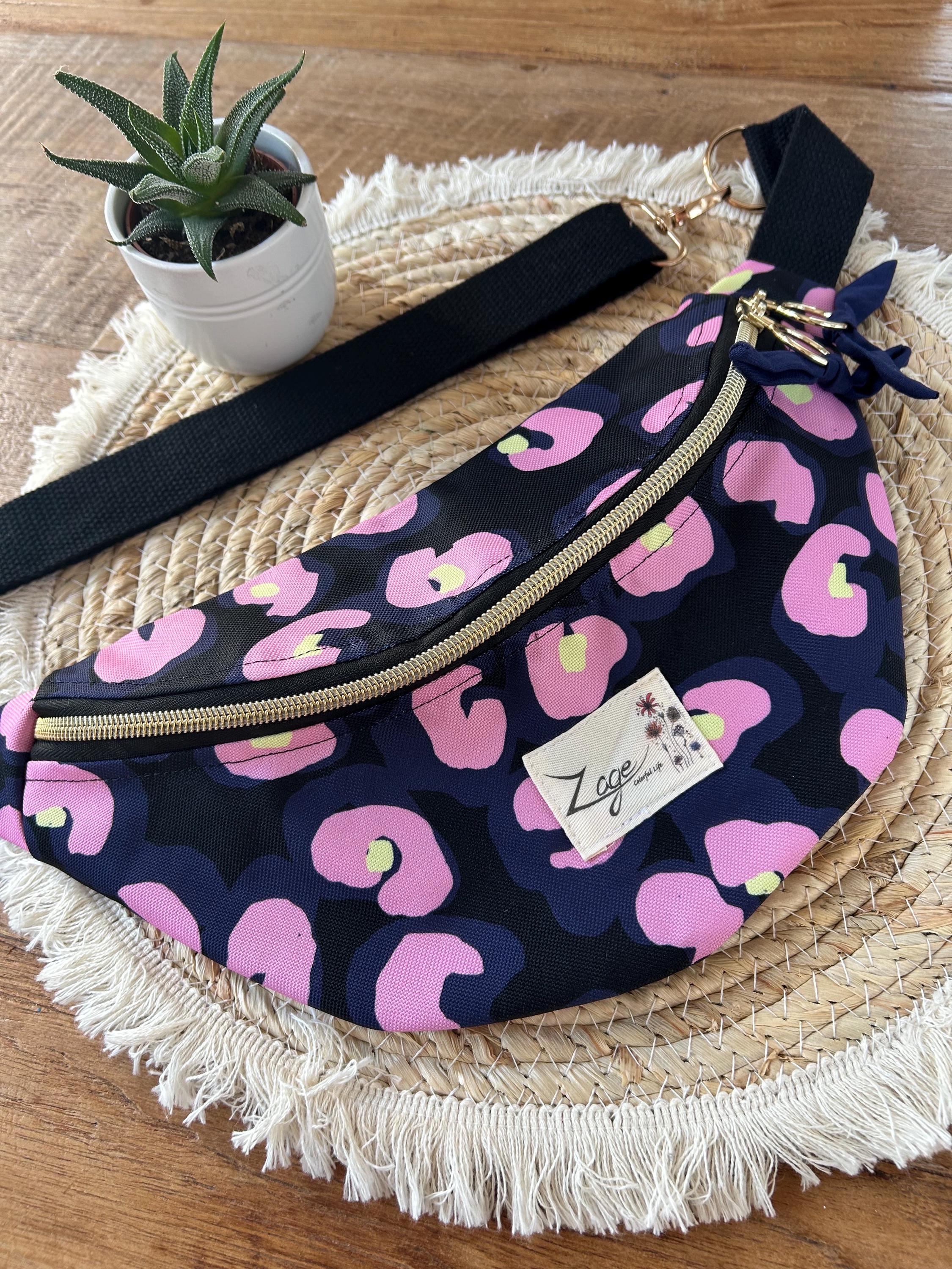 Sac banane  Imperméable femme | Toile Graphique Léopard coloré & doublure bleue marineSac Femme Zage Colorful Life