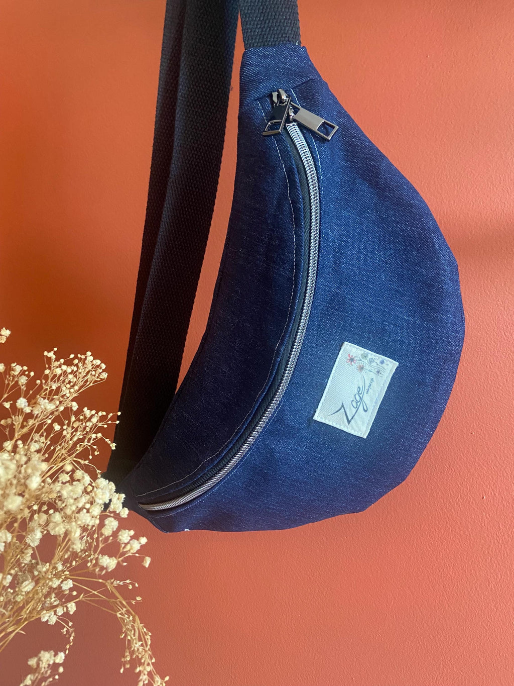 Sac banane Homme | Jeans brut  & doublure carreaux bleu et orangeSac Femme Zage Colorful Life