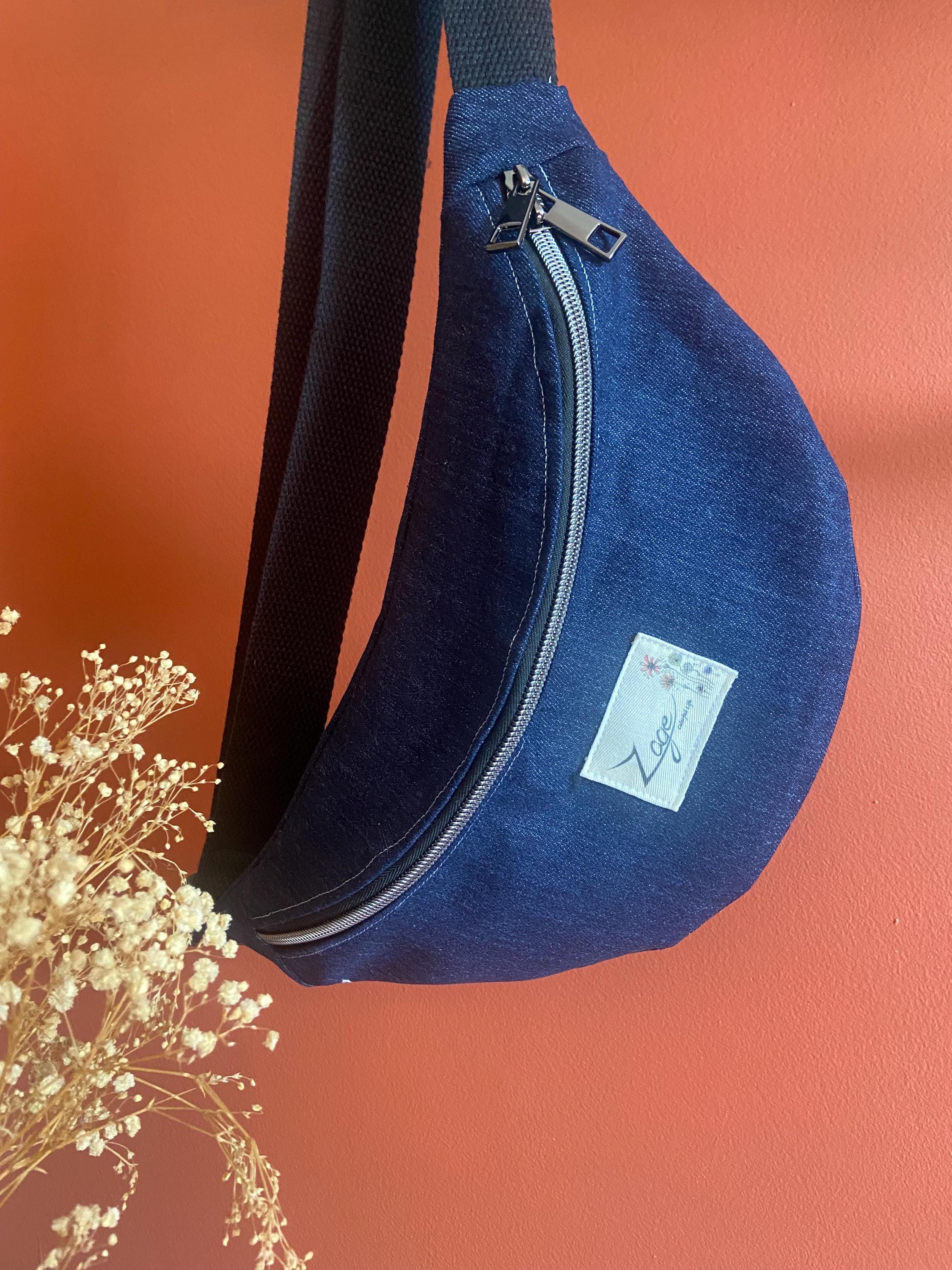 Sac banane Homme | Jeans brut  & doublure carreaux bleu et orangeSac Femme Zage Colorful Life