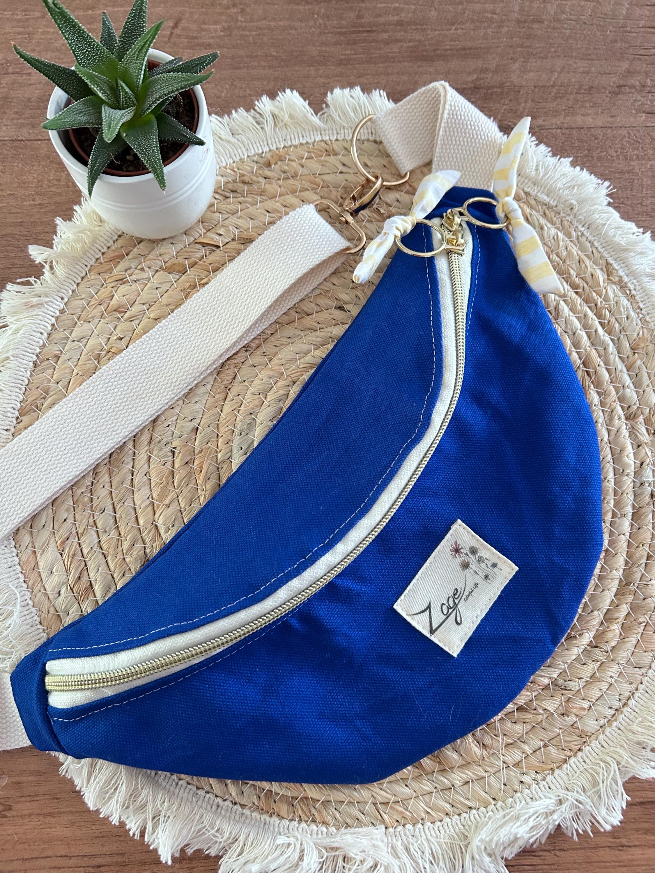 Sac banane femme été | Toile canvas bleu roi & doublure rayé jauneSac Femme Zage Colorful Life
