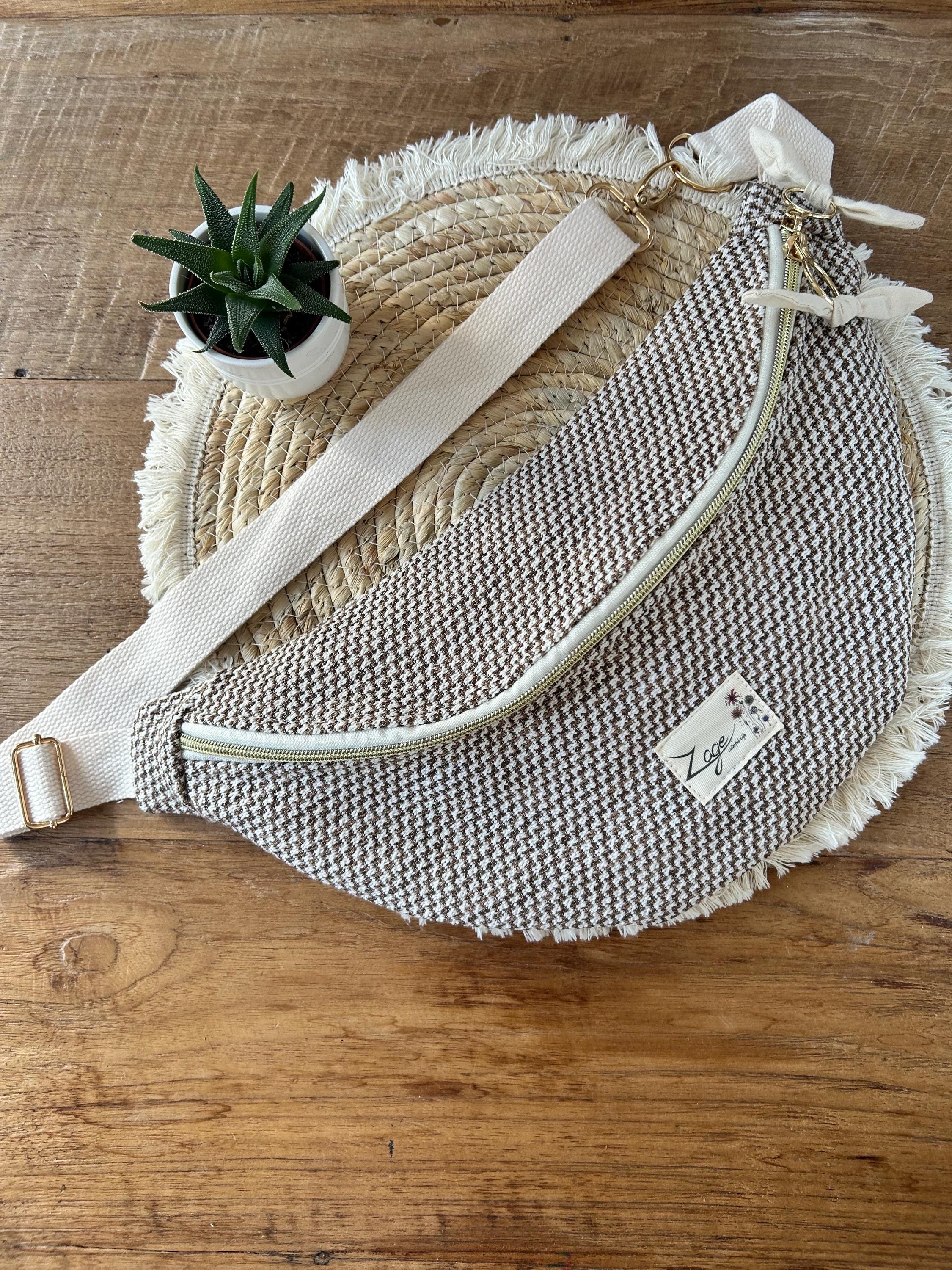 Sac banane femme hiver | Jacquard tissé marron et beige & doublure beigeSac Femme Zage Colorful Life