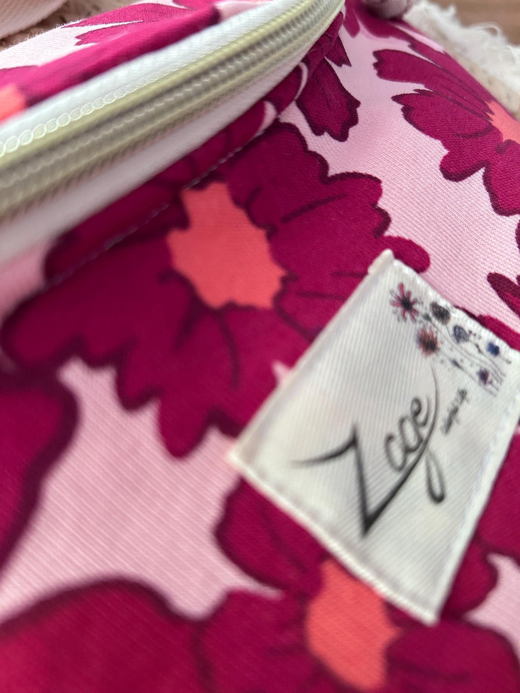 Sac banane Femme |Sweat molletonné Marguerites roses fond rose & doublure beigeSac Femme Zage Colorful Life