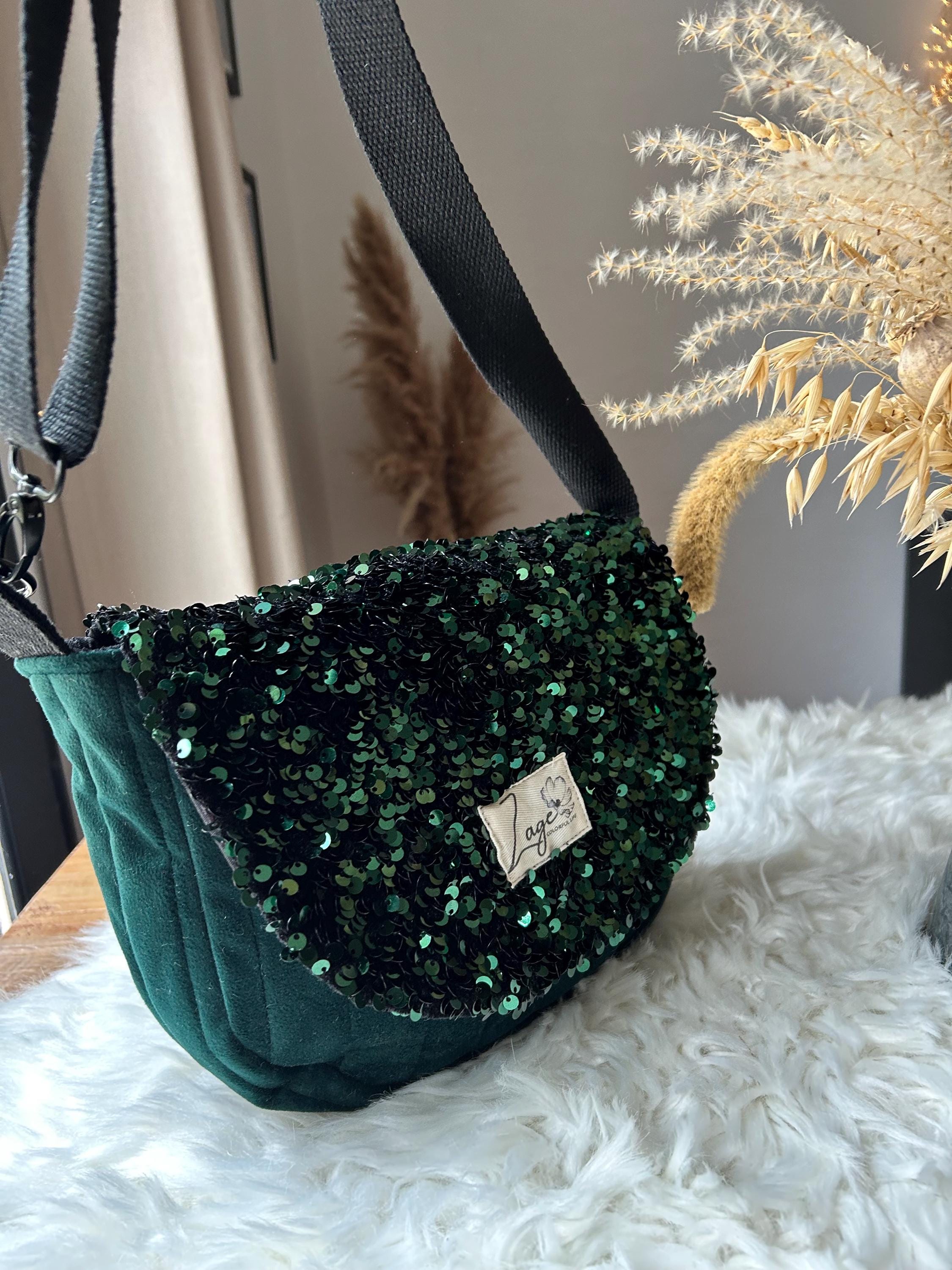 Sac Besace à rabat femme fête | Sequins, velours matelassé  & doublure noireSac Femme Zage Colorful Life