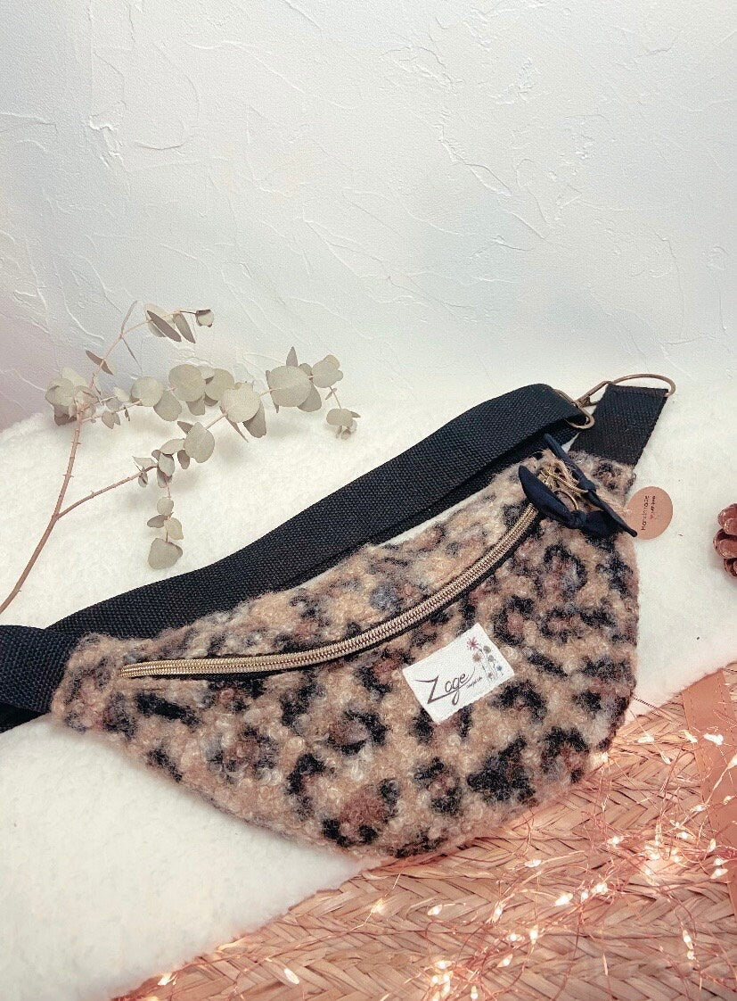 Sac banane femme hiver | Bouclettes/sherpa léopard marron et noir & doublure noireSac Femme Zage Colorful Life