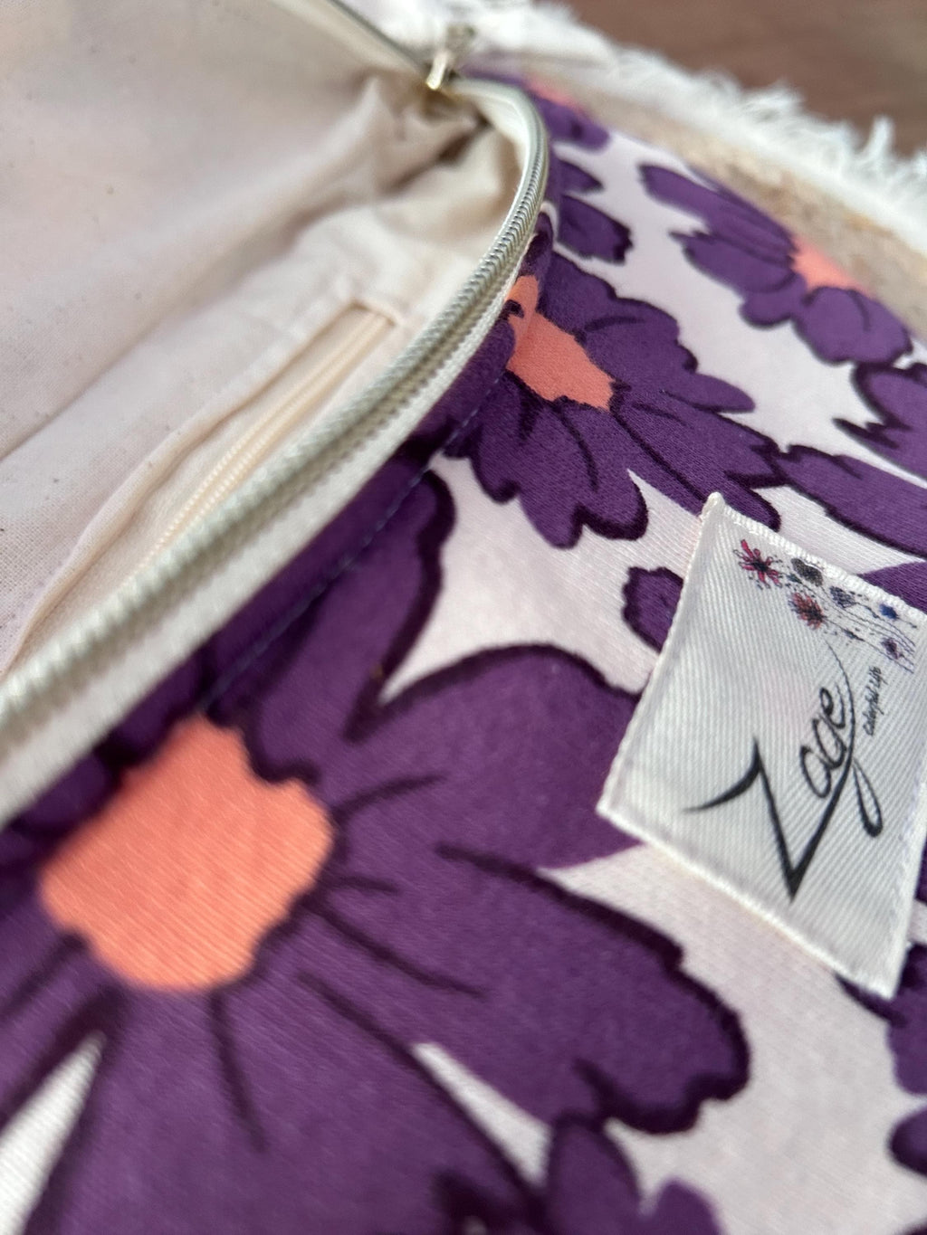 Sac banane femme été | Sweat molletonné marguerites violettes & doublure beigeSac Femme Zage Colorful Life