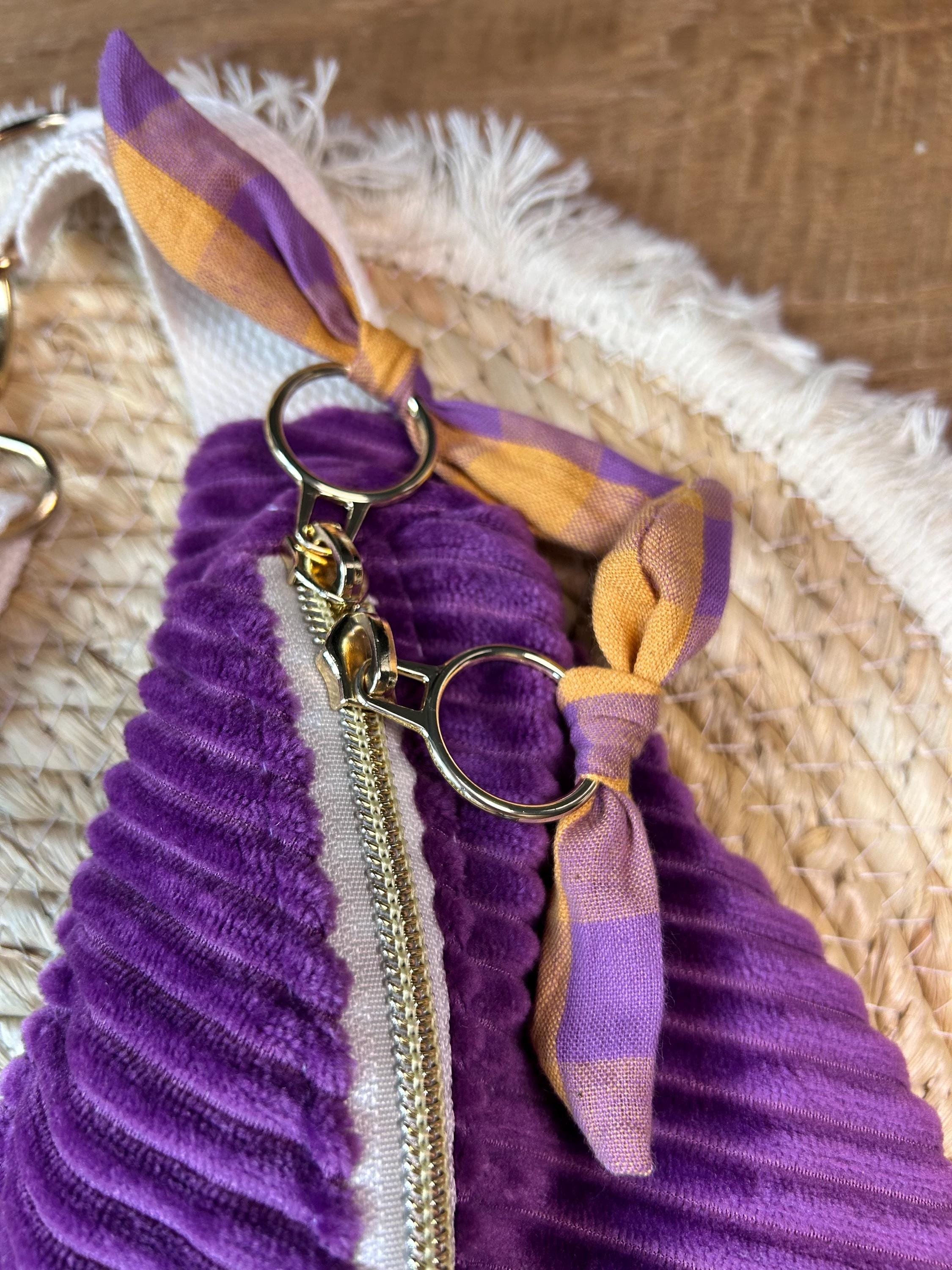 Sac banane femme hiver | Velours côtelé violet & doublure seersucker carreaux violet jauneSac Femme Zage Colorful Life