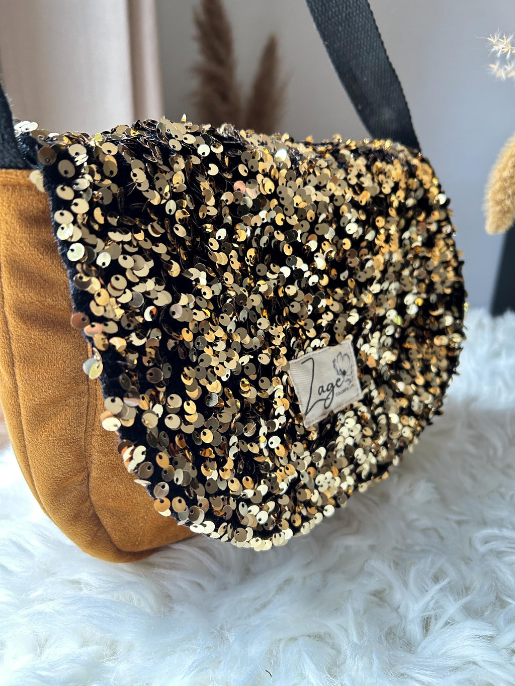 Sac Besace à rabat femme fête | Sequins, velours matelassé  & doublure noireSac Femme Zage Colorful Life