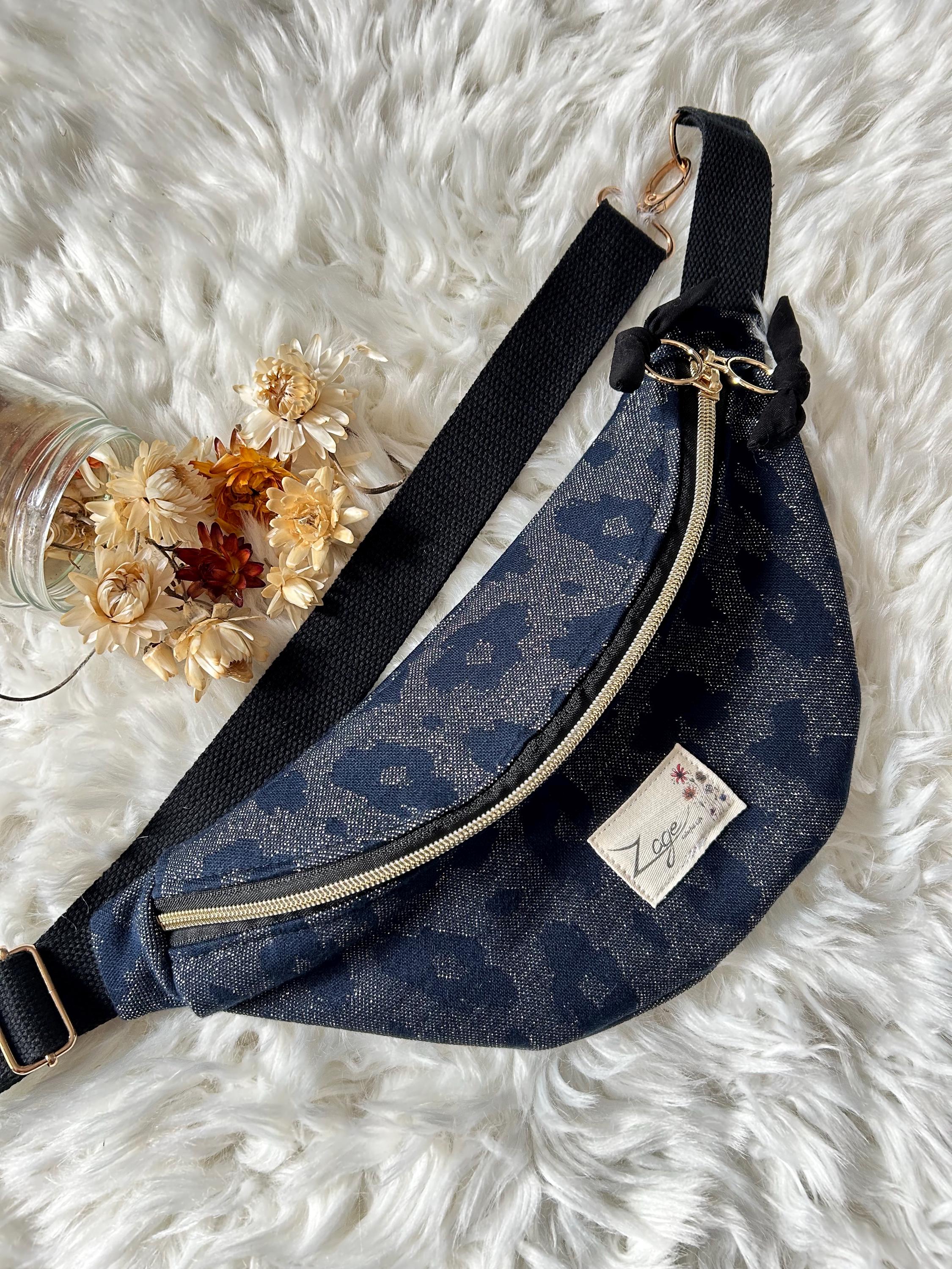 Sac banane femme fête | Jacquard léopard paillettes marine et argentée & doublure noireSac Femme Zage Colorful Life