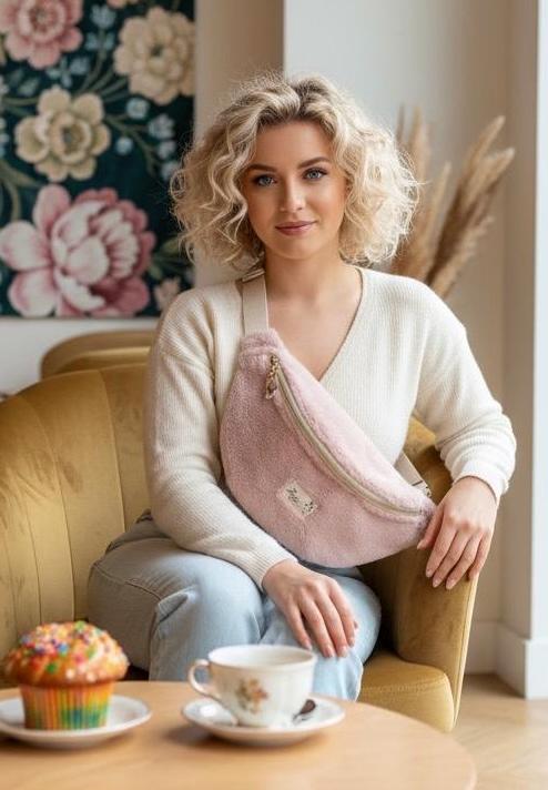 Sac banane femme hiver | Fausse fourrure rose & doublure rayures rosesSac Femme Zage Colorful Life
