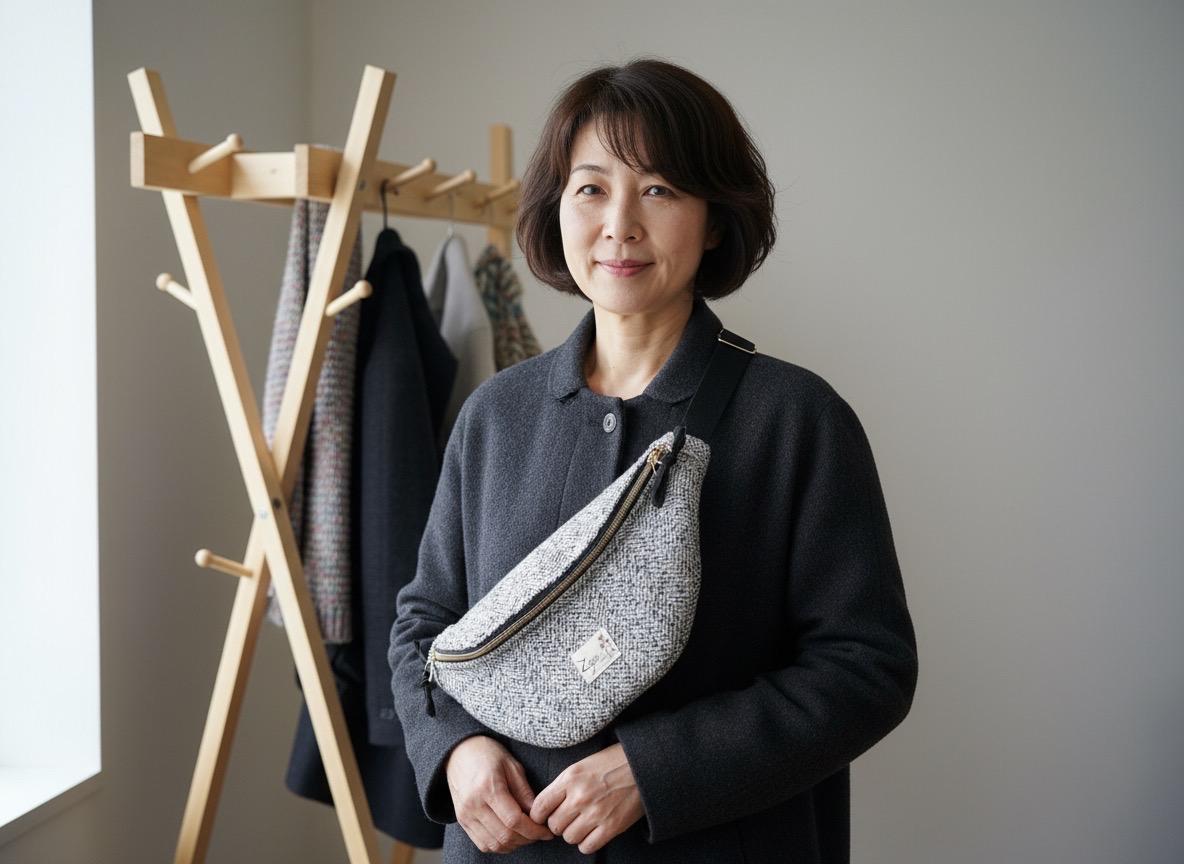 Sac banane femme hiver | Laine mélangée gris noir blanc & doublure noireSac Femme Zage Colorful Life