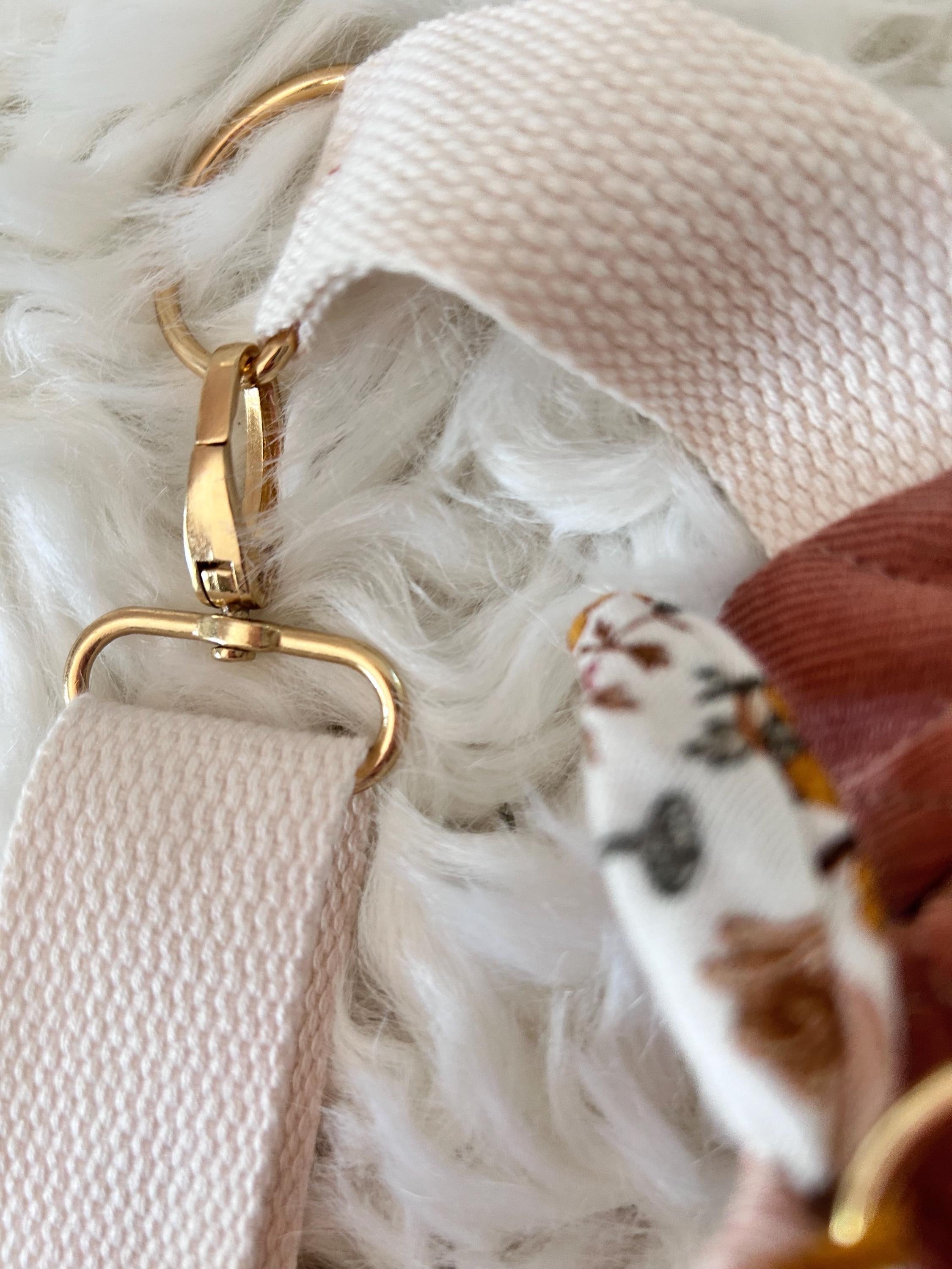 Sac banane femme hiver | Velours matelassé vieux rose & doublure gaze de coton fleurieSac Femme Zage Colorful Life