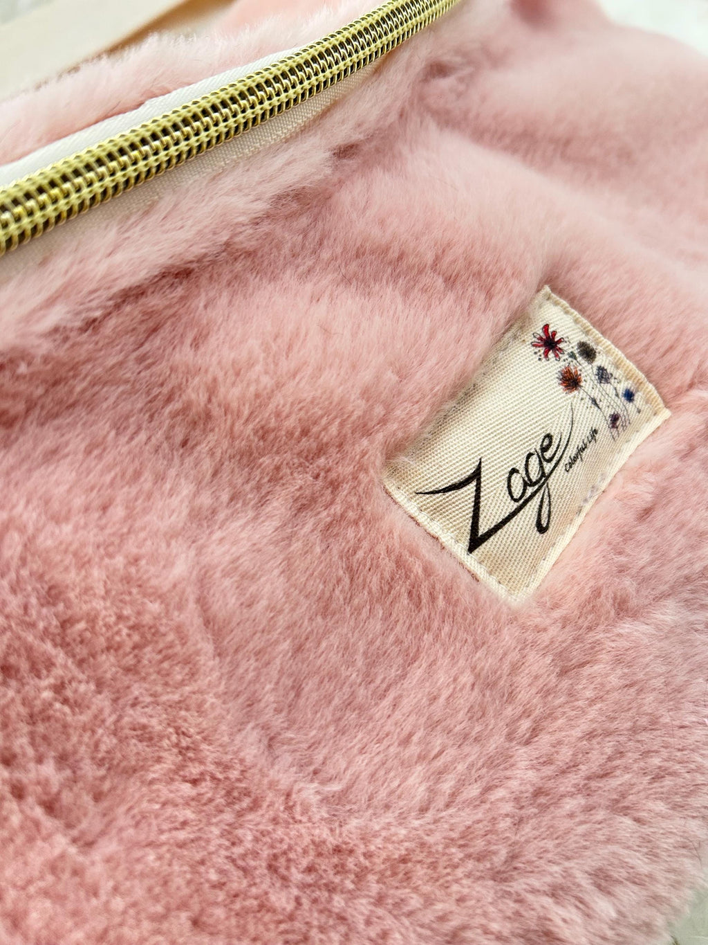Sac banane femme hiver | Fausse fourrure rose & doublure rayures rosesSac Femme Zage Colorful Life