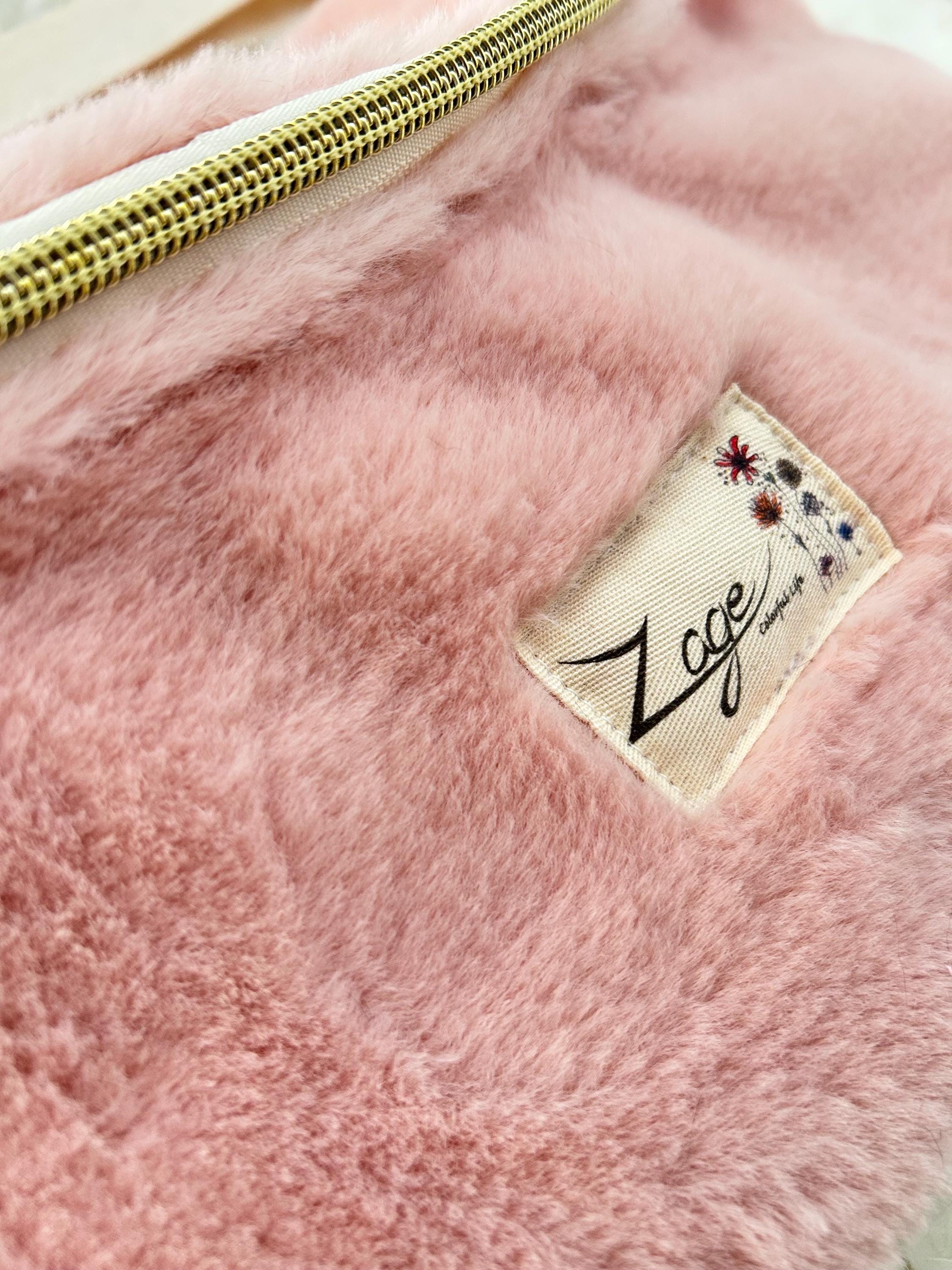 Sac banane femme hiver | Fausse fourrure rose & doublure rayures rosesSac Femme Zage Colorful Life