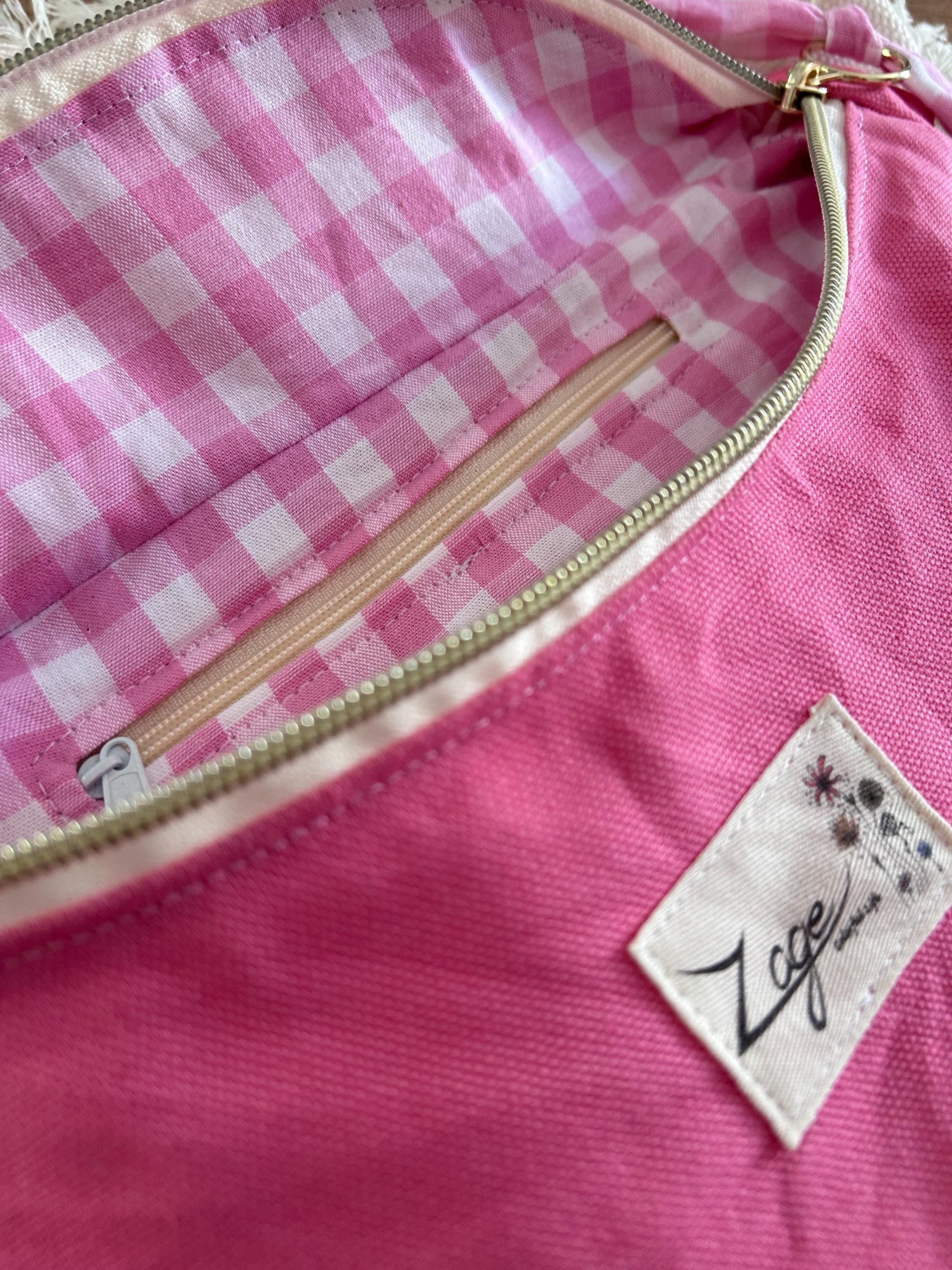 Sac banane femme été | Toile canvas rose & doublure rose vichySac Femme Zage Colorful Life