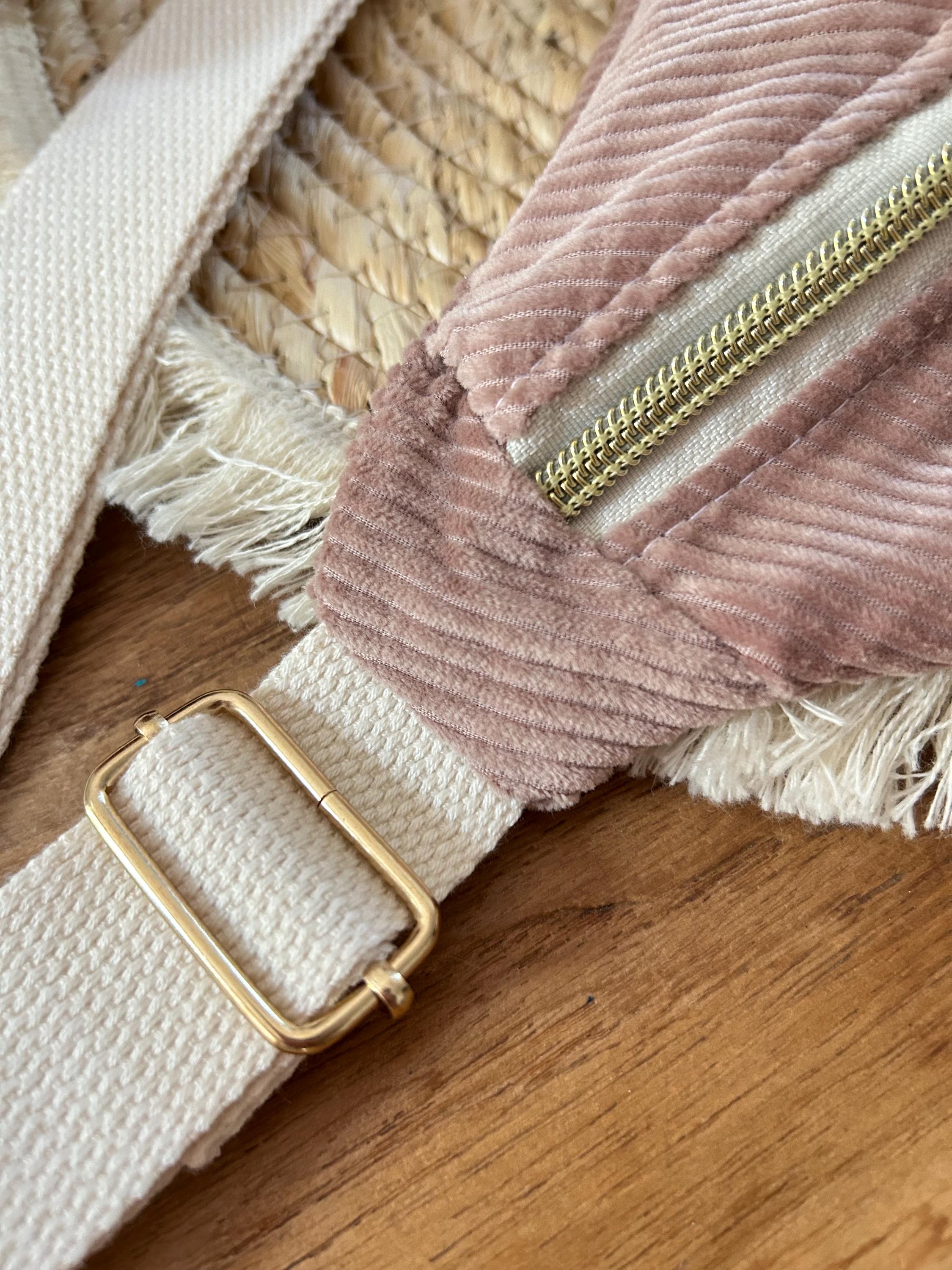 Sac banane femme hiver | Velours côtelé vieux rose & doublure fleurie roseSac Femme Zage Colorful Life