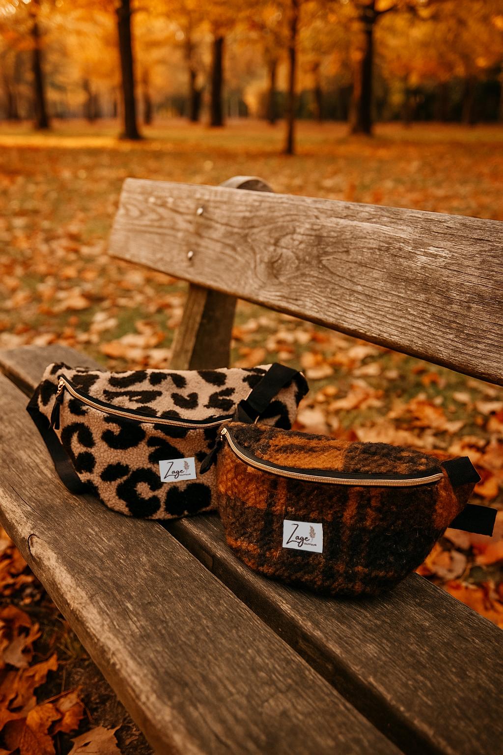 Sac banane femme hiver | Ecossaise bouclettes marron et noir & doublure noireSac Femme Zage Colorful Life