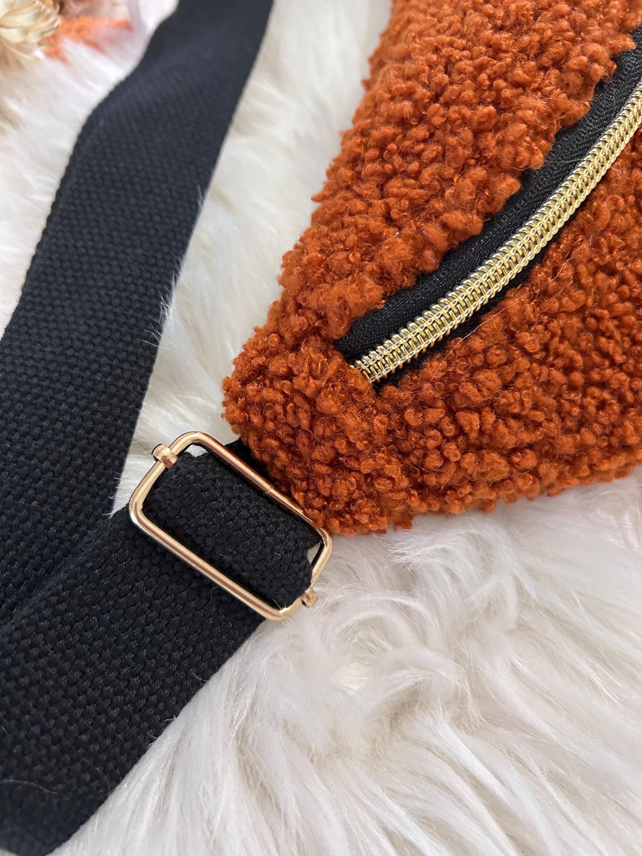 Sac banane femme hiver | Bouclettes/sherpa marron & doublure à motifsSac Femme Zage Colorful Life