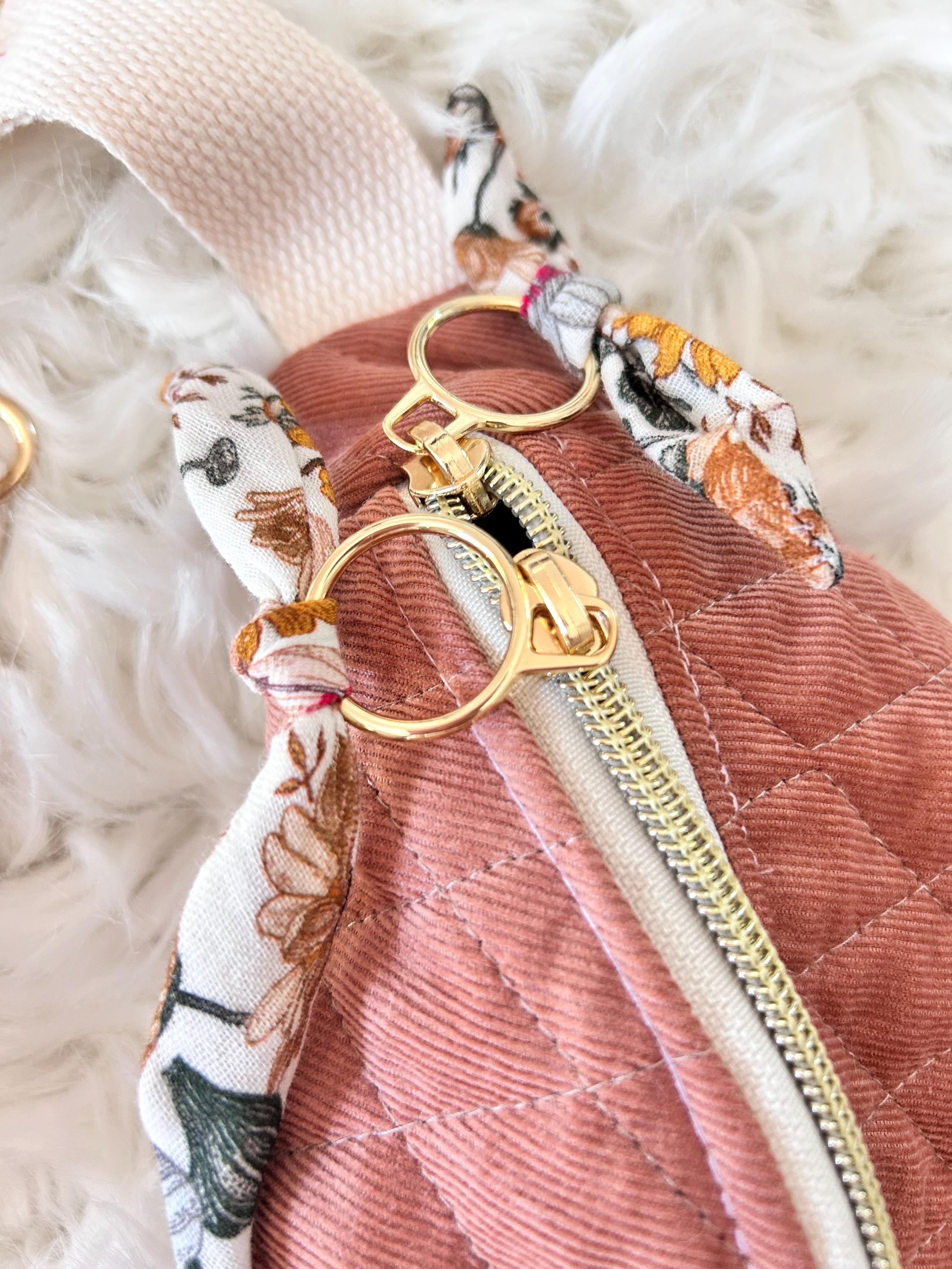 Sac banane femme hiver | Velours matelassé vieux rose & doublure gaze de coton fleurieSac Femme Zage Colorful Life