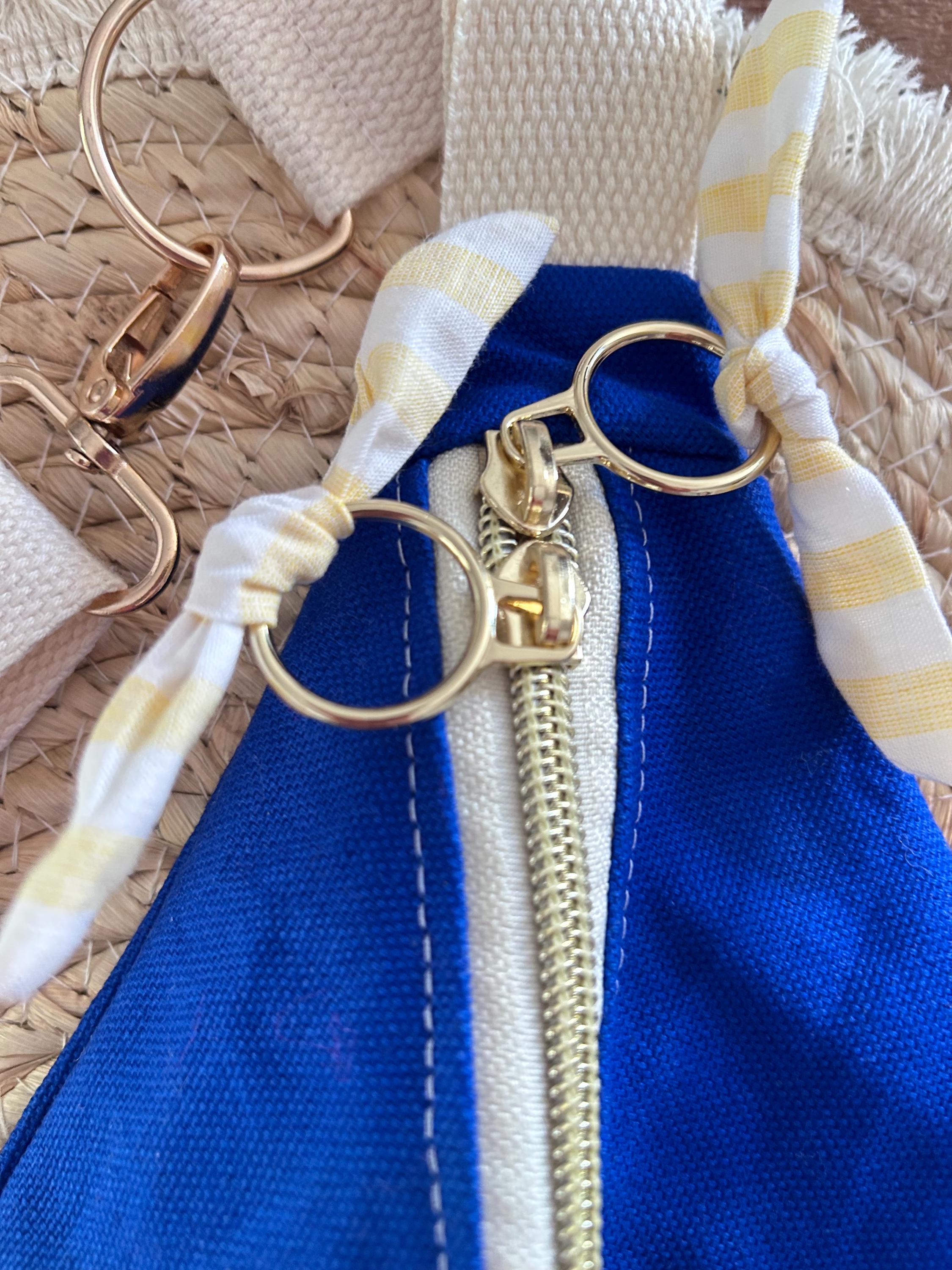 Sac banane femme été | Toile canvas bleu roi & doublure rayé jauneSac Femme Zage Colorful Life