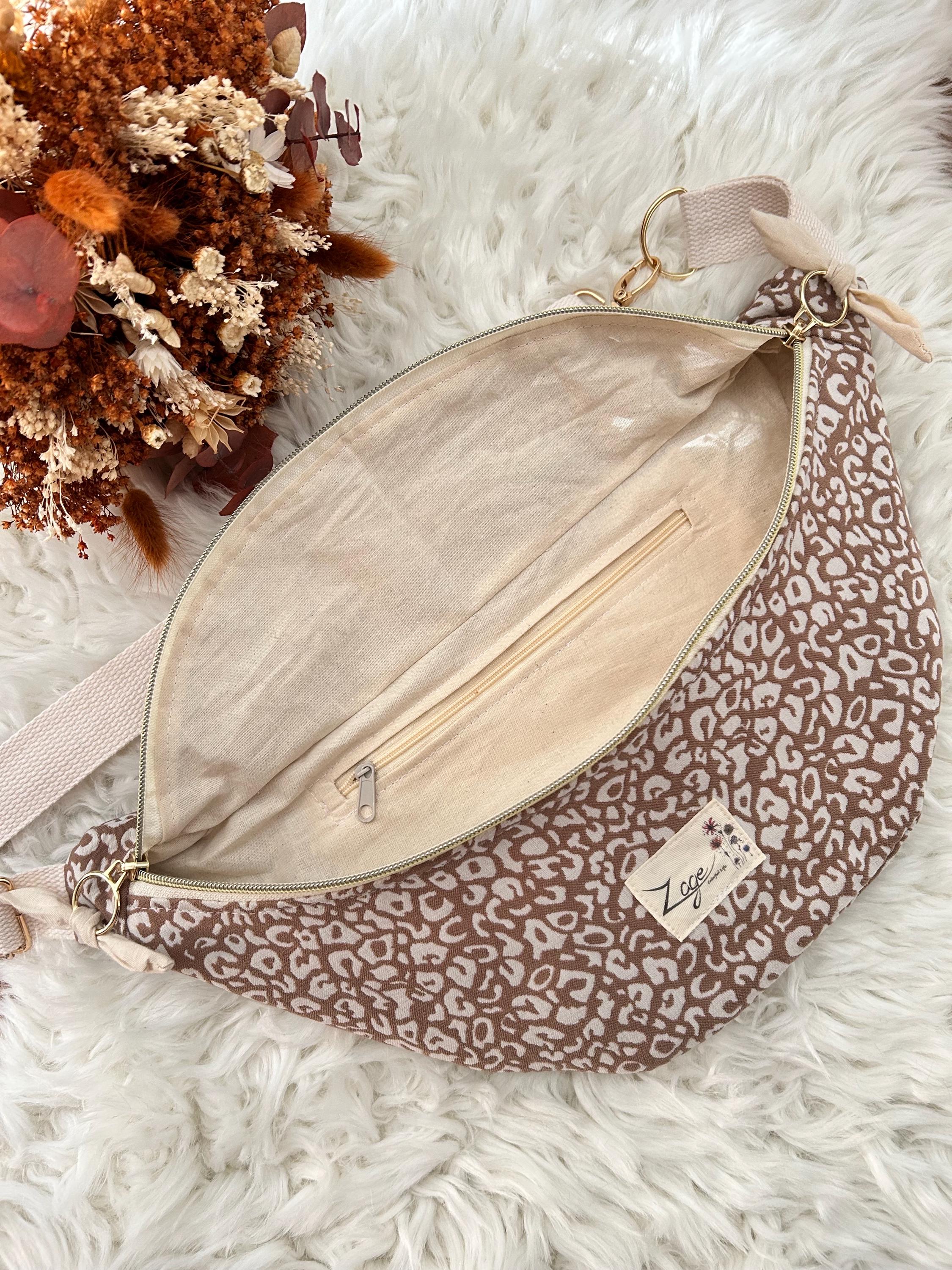 Sac banane femme hiver| Jacquard léopard café & doublure beigeSac Femme Zage Colorful Life