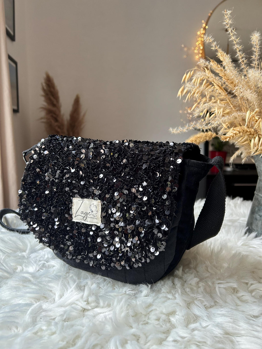 Sac Besace à rabat femme fête | Sequins, velours matelassé  & doublure noireSac Femme Zage Colorful Life