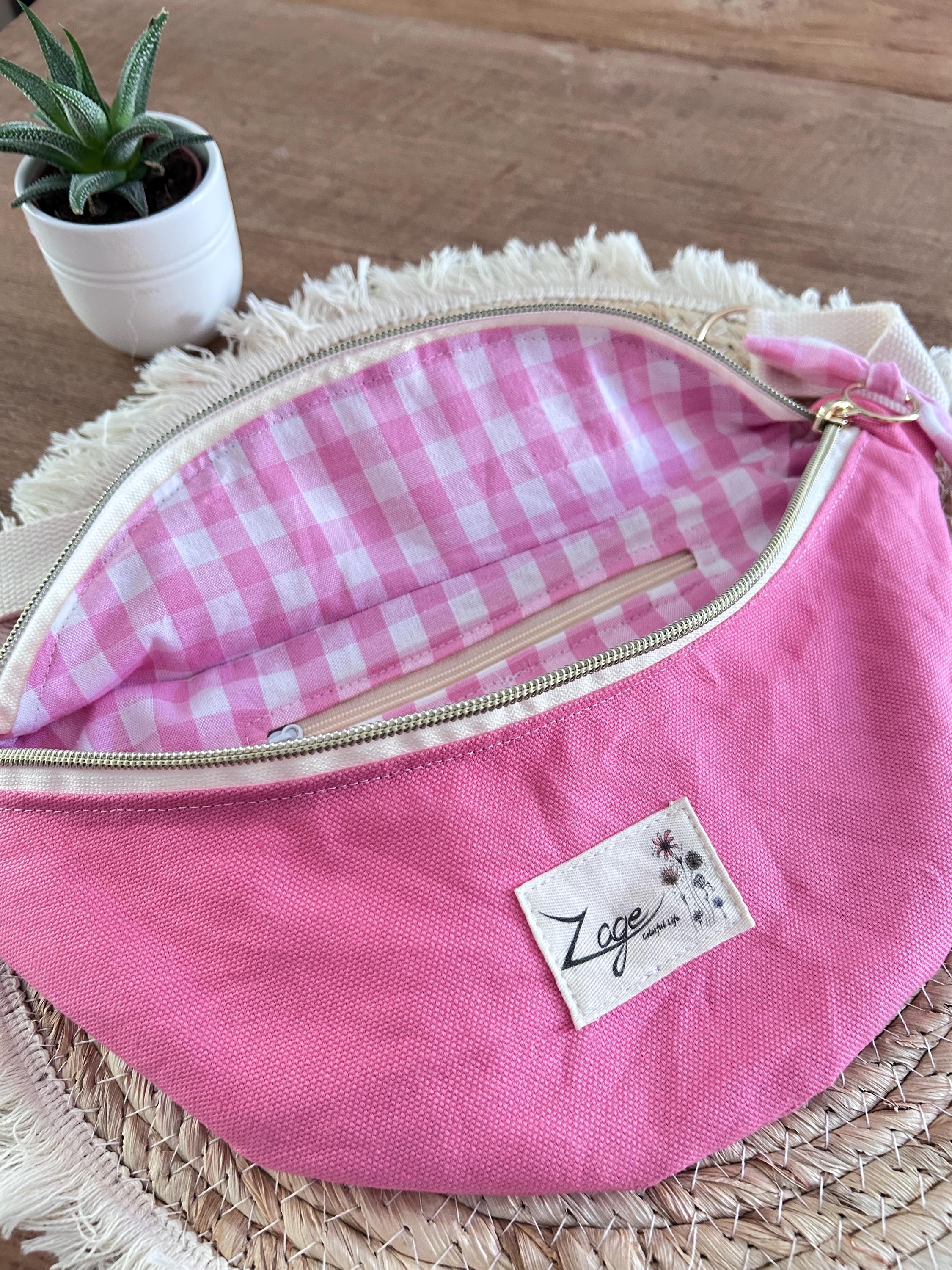 Sac banane femme été | Toile canvas rose & doublure rose vichySac Femme Zage Colorful Life