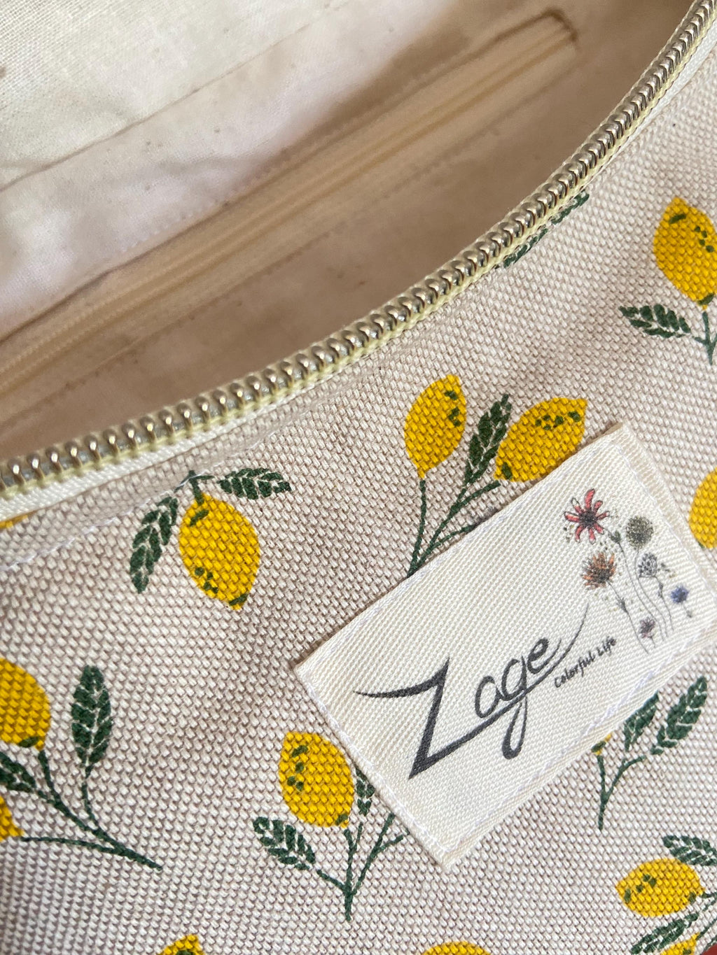 Sac banane Femme - Toile de coton citrons & doublure beigeSac Femme Zage Colorful Life