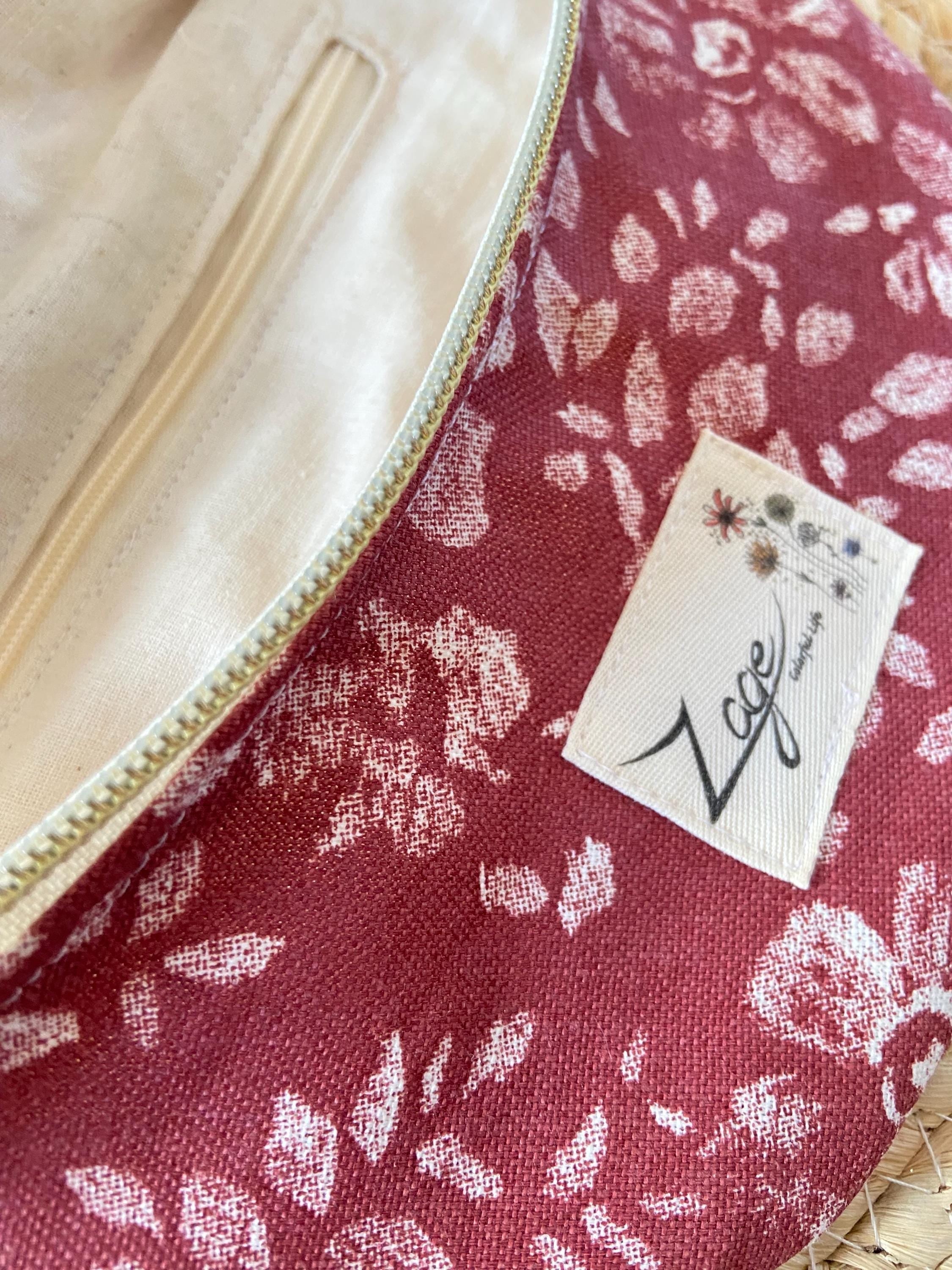 Sac Banane Femme Eté  -  Toile de coton brique fleurie  & doublure beigeSac Femme Zage Colorful Life