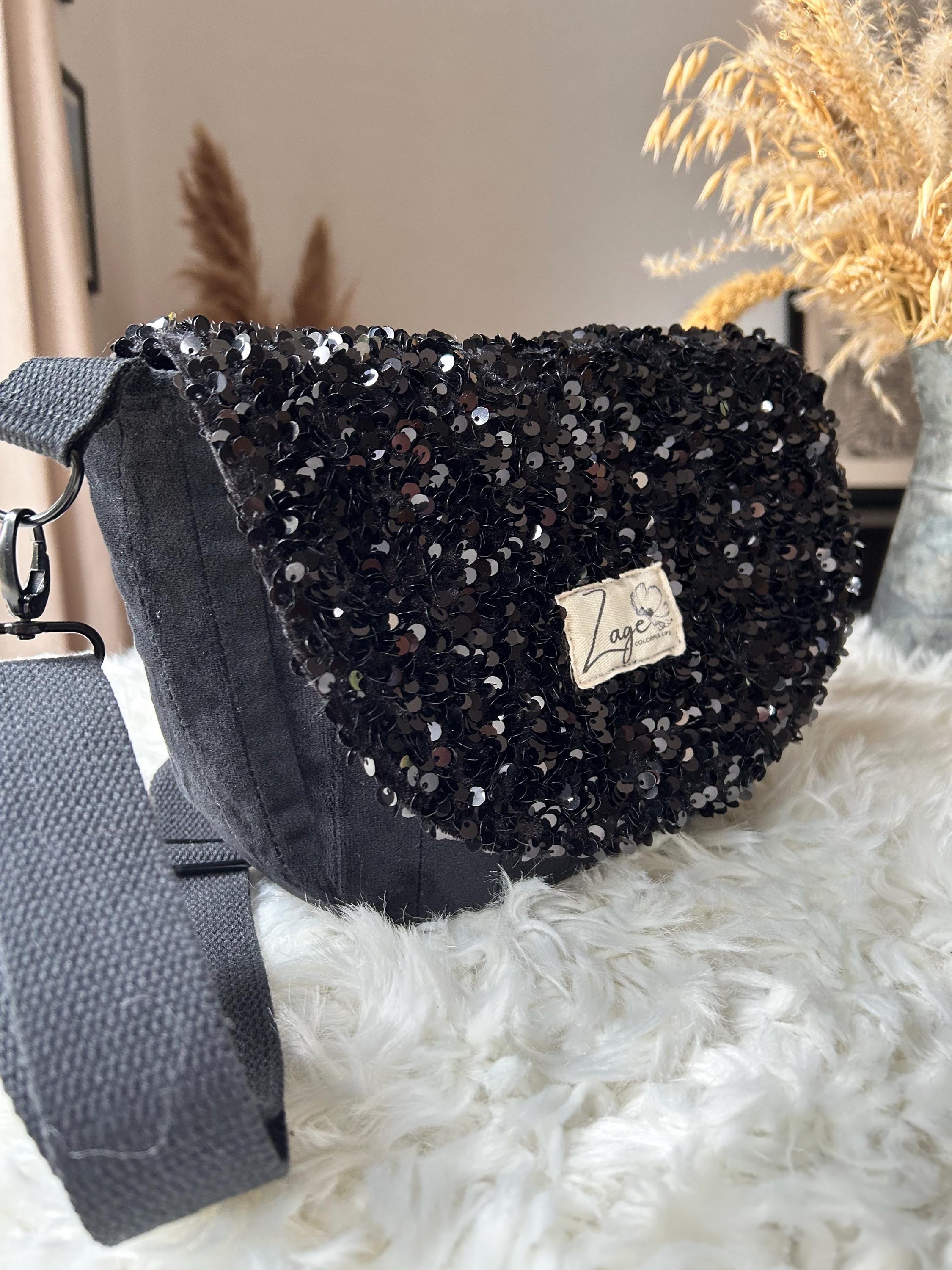 Sac Besace à rabat femme fête | Sequins, velours matelassé  & doublure noireSac Femme Zage Colorful Life