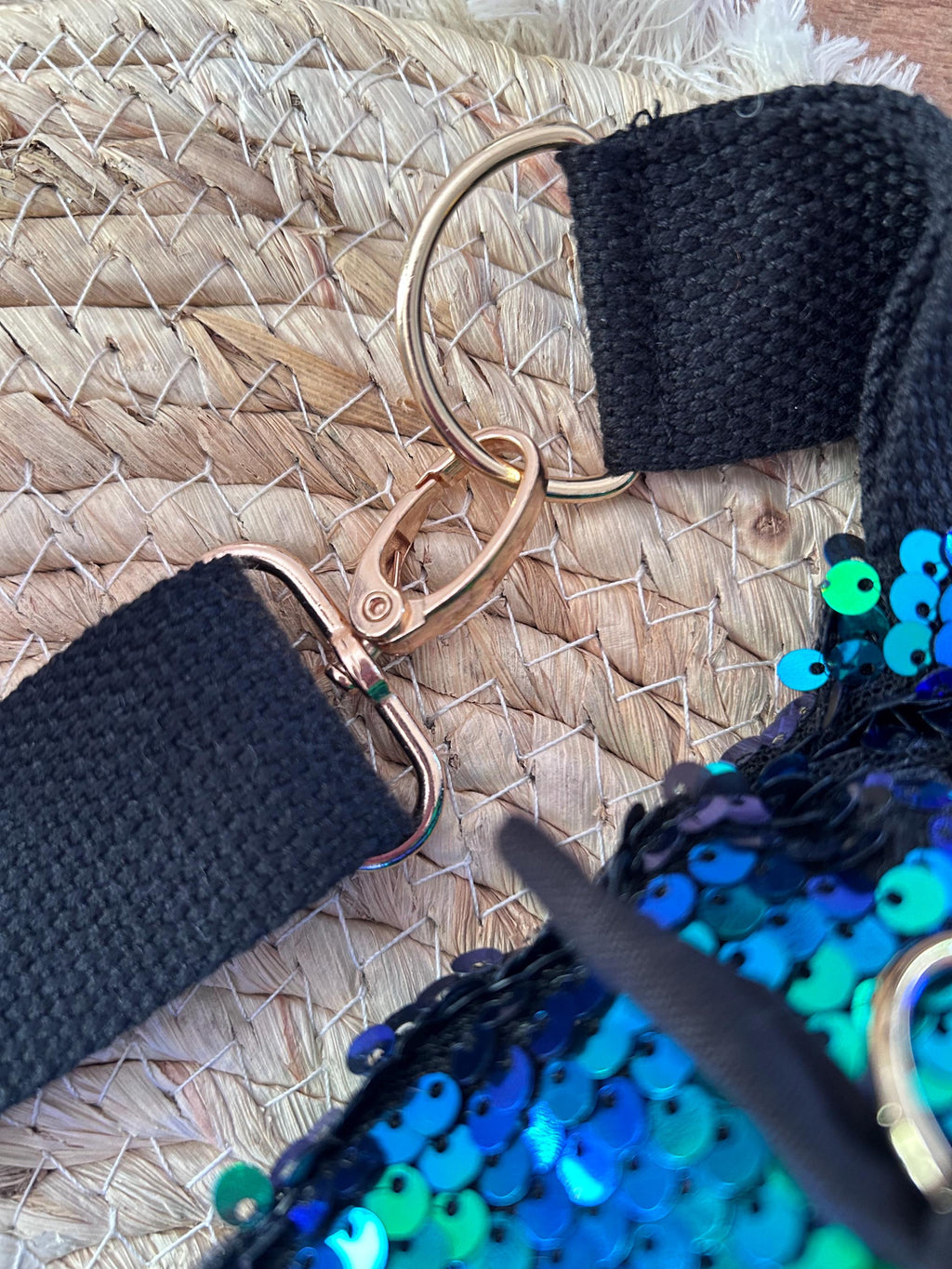 Sac banane femme fête | Sequins caméléon bleu vert violet & doublure noirSac Femme Zage Colorful Life