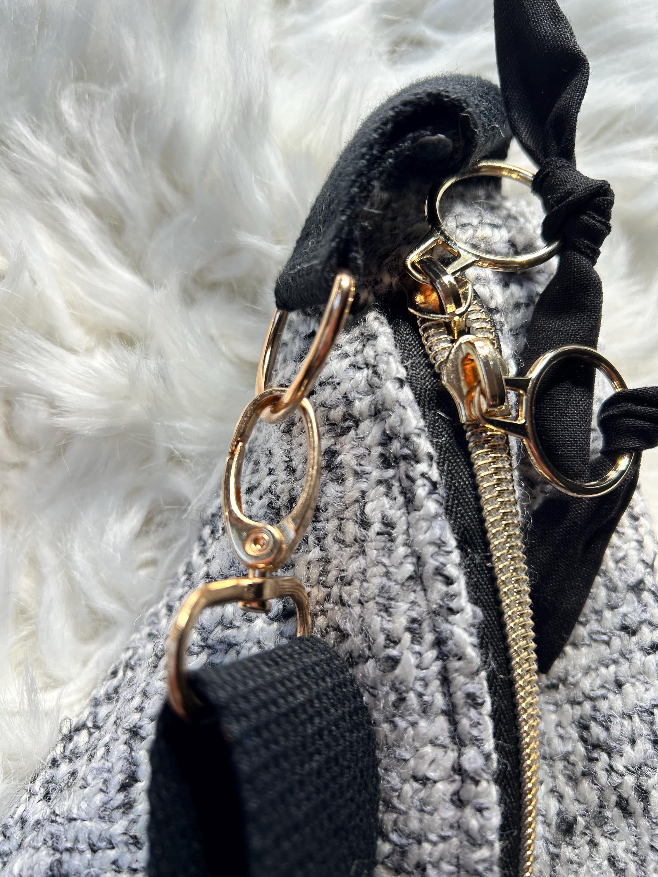 Sac banane femme hiver | Laine mélangée gris noir blanc & doublure noireSac Femme Zage Colorful Life