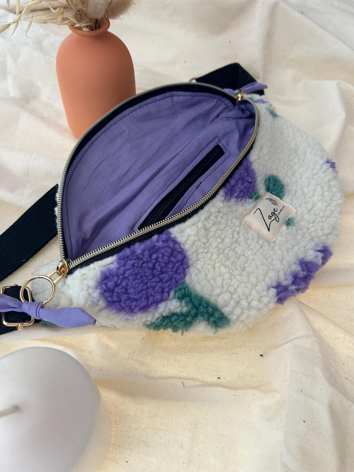 Sac banane femme hiver | Bouclettes / Sherpa  tulipes violettes, doublure violette | Flower Fanny Pack, Bum bag, Gürteltasche, belt bagSac Femme Zage Colorful Life