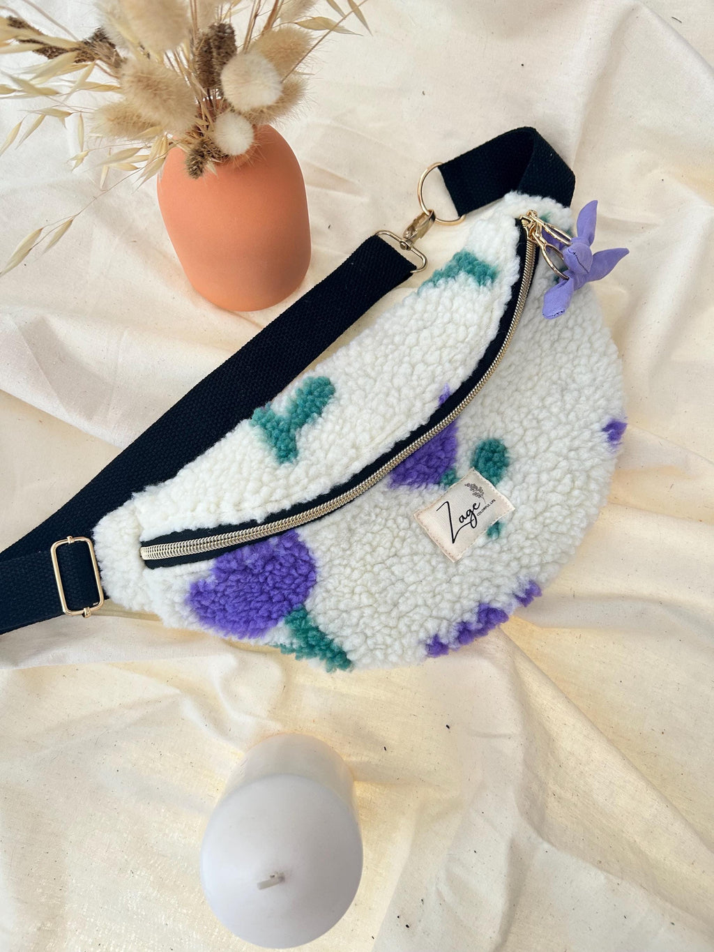 Sac banane femme hiver | Bouclettes / Sherpa  tulipes violettes, doublure violette | Flower Fanny Pack, Bum bag, Gürteltasche, belt bagSac Femme Zage Colorful Life