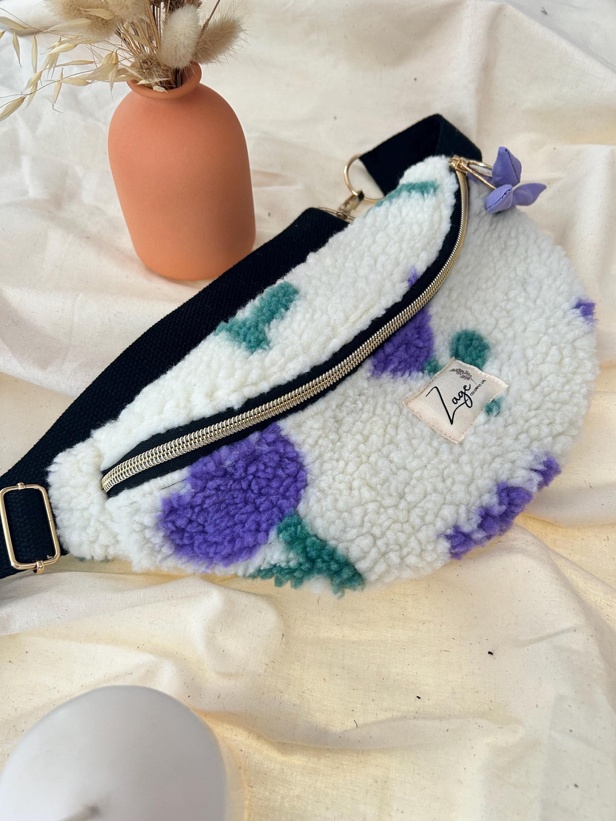 Sac banane femme hiver | Bouclettes / Sherpa  tulipes violettes, doublure violette | Flower Fanny Pack, Bum bag, Gürteltasche, belt bagSac Femme Zage Colorful Life
