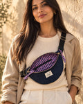 Sac banane femme | Jeans brut , doublure rayée rose et bleue |   Fanny pack, bum bag, Gürteltasche, Heuptas | Cadeau femmeSac Femme Zage Colorful Life