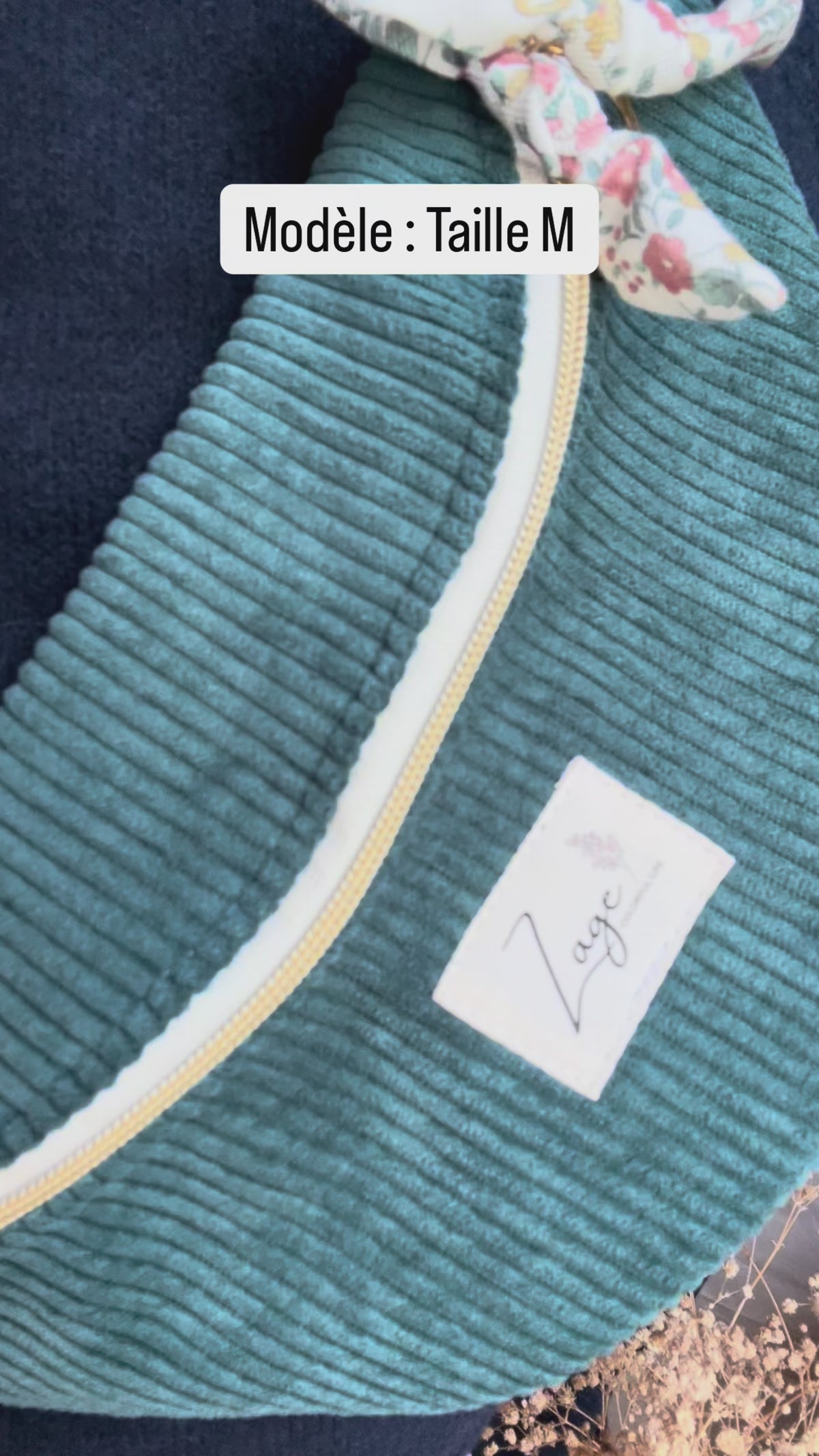 Sac banane femme hiver | Velours côtelé vert sapin & doublure fleurie