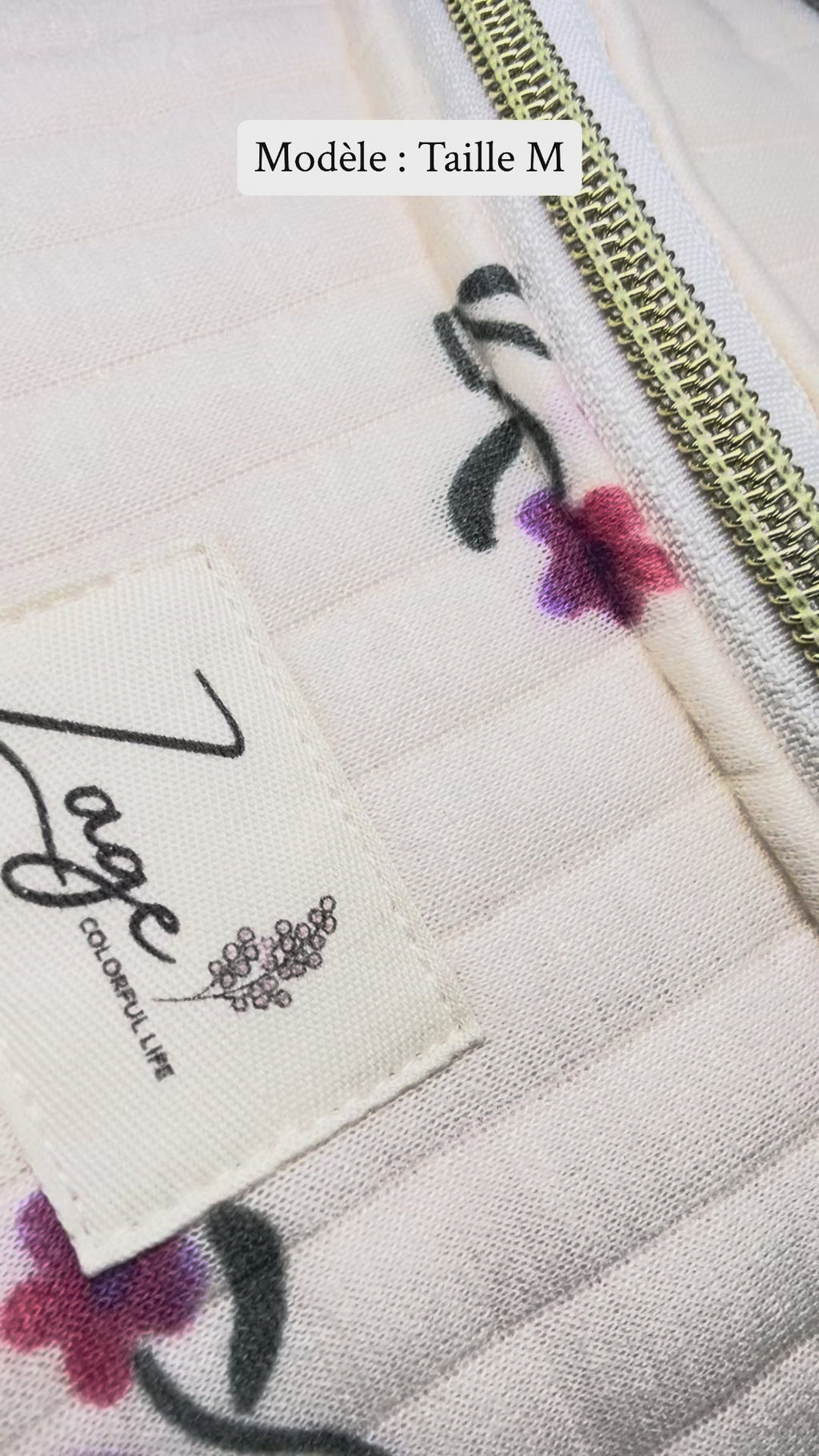 Sac banane femme Matelassé | Tissu jersey matelassé beige écru & doublure Lila