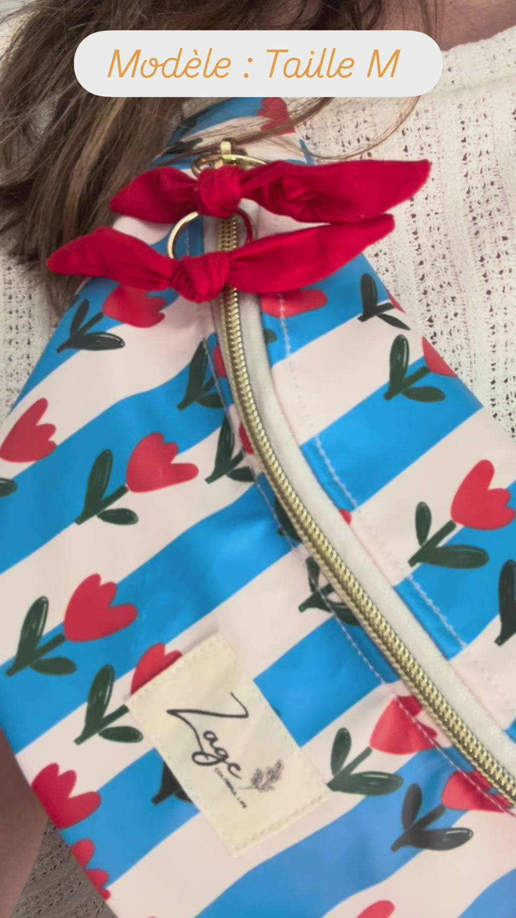 Sac banane ciré femme | rayures et motifs tulipes & rouge